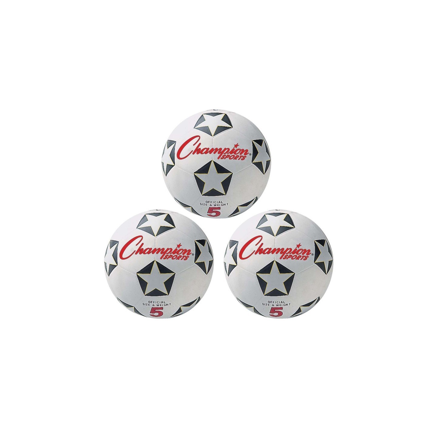 Champion Sports Rubber Soccer Ball Size 5, Pack of 3