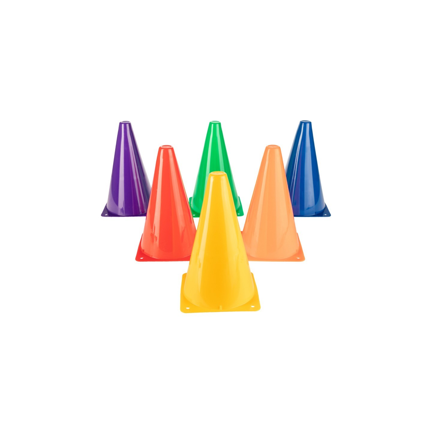 Champion Sports High Visibility Plastic Cone Set, Assorted Fluorescent Colors, Set of 6