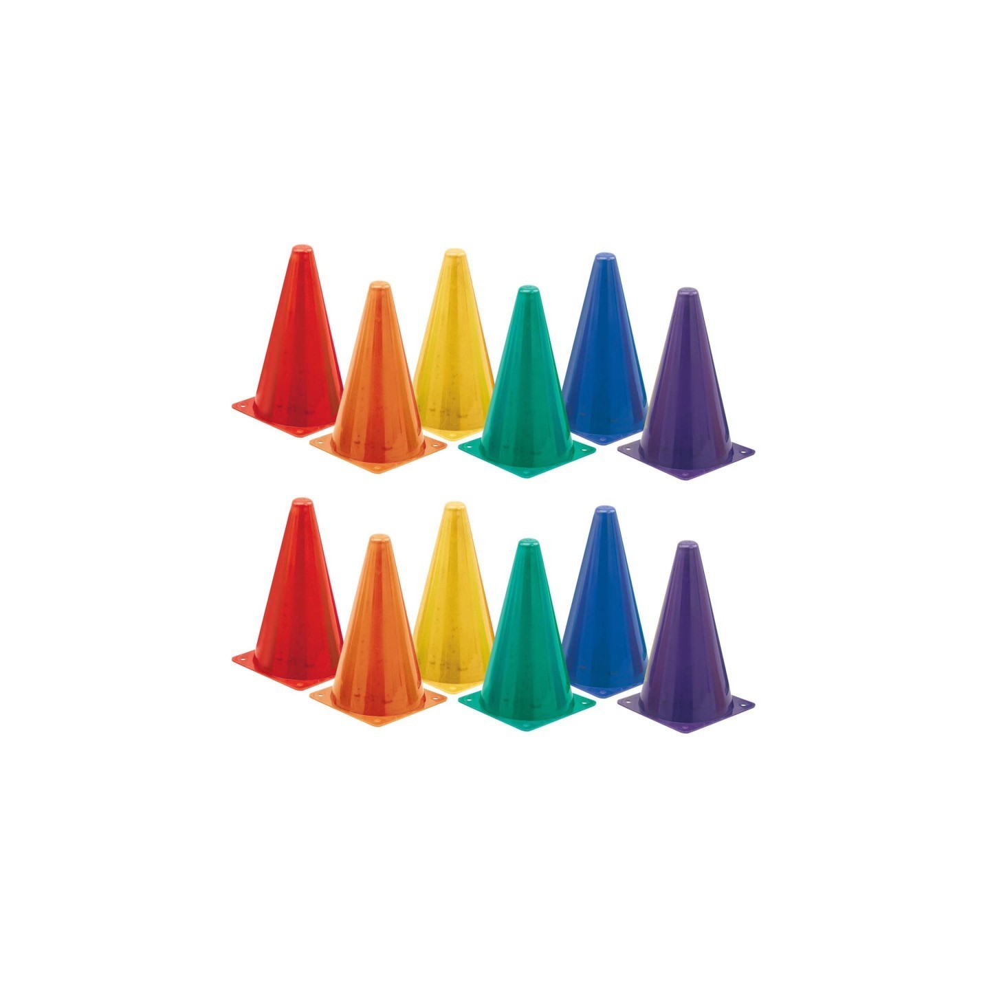 Champion Sports High Visibility Plastic Cone Set, Assorted Fluorescent Colors, 6 Per Set, 2 Sets