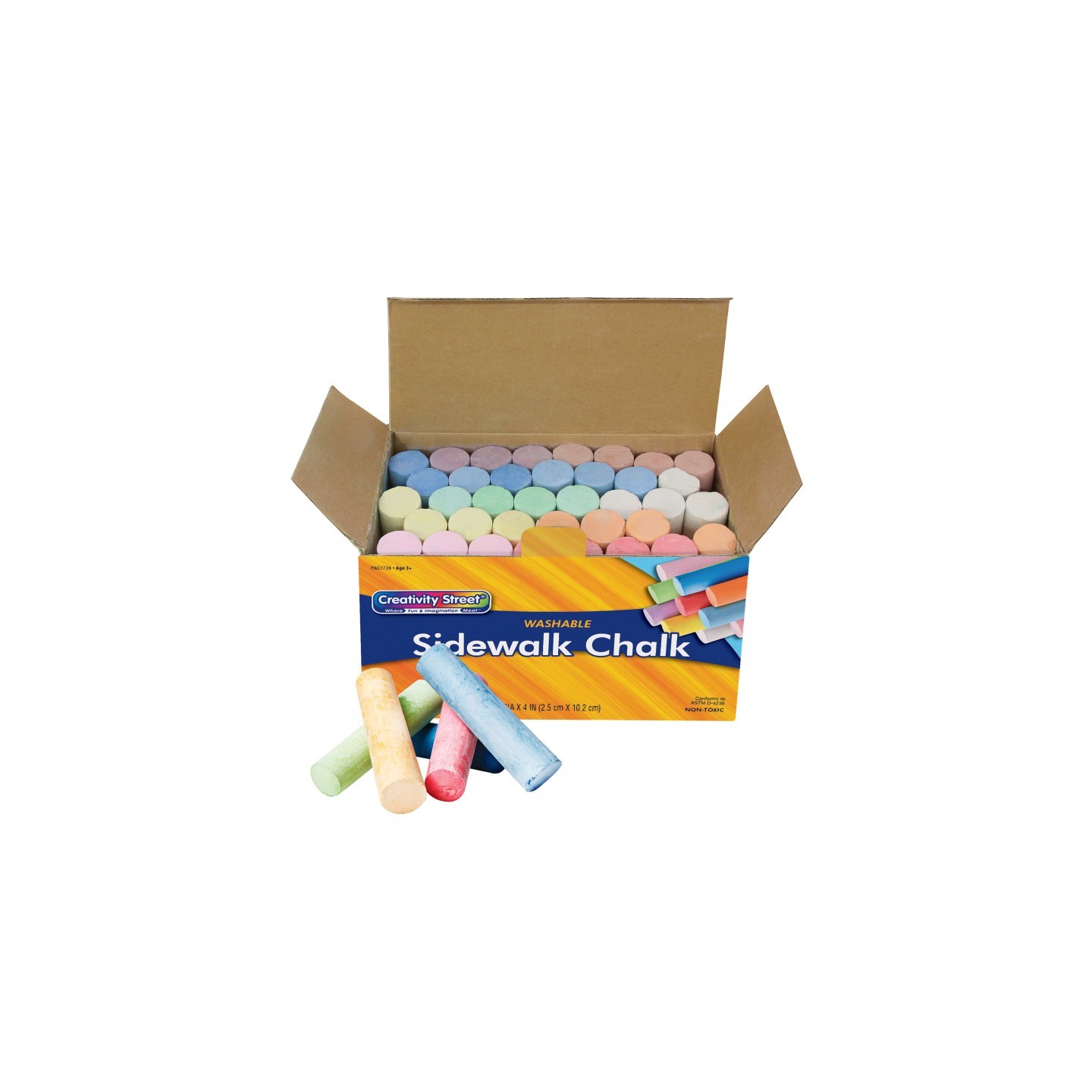 Creativity Street® Sidewalk Chalk, Assorted Colors, 4", 36 Pieces