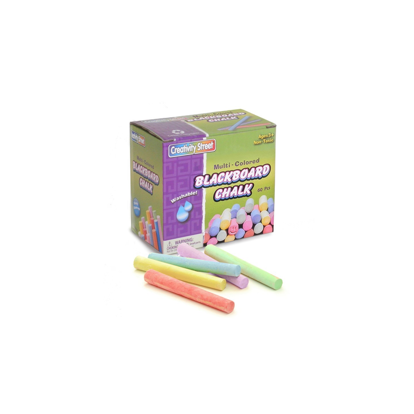 Pacon® Blackboard Chalk, 5 Assorted Colors, 3/8" x 3-1/4", 60 Pieces