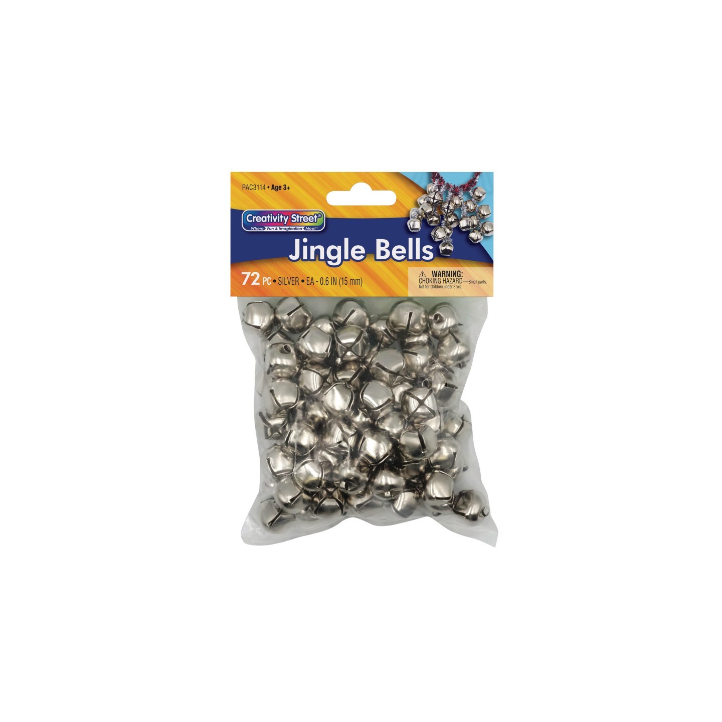 Creativity Street® Jingle Bells, Silver, 5/8", 72 Count