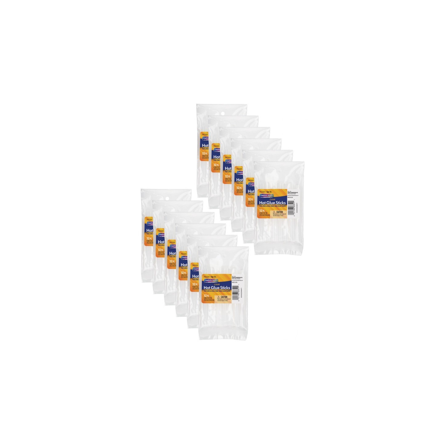 Creativity Street® Hot Glue Sticks, Clear, 4" x 0.3125", 12 Per Pack, 12 Packs