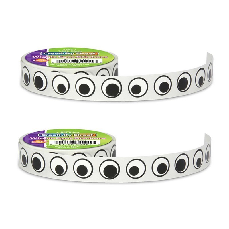 Creativity Street® Wiggle Eyes Sticker Roll, Black, 0.5", 1000 Per Roll, 2 Rolls