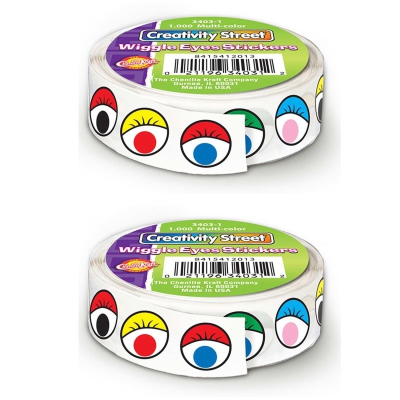 Creativity Street® Multicolor Wiggle Eyes Stickers Roll, 2 Rolls