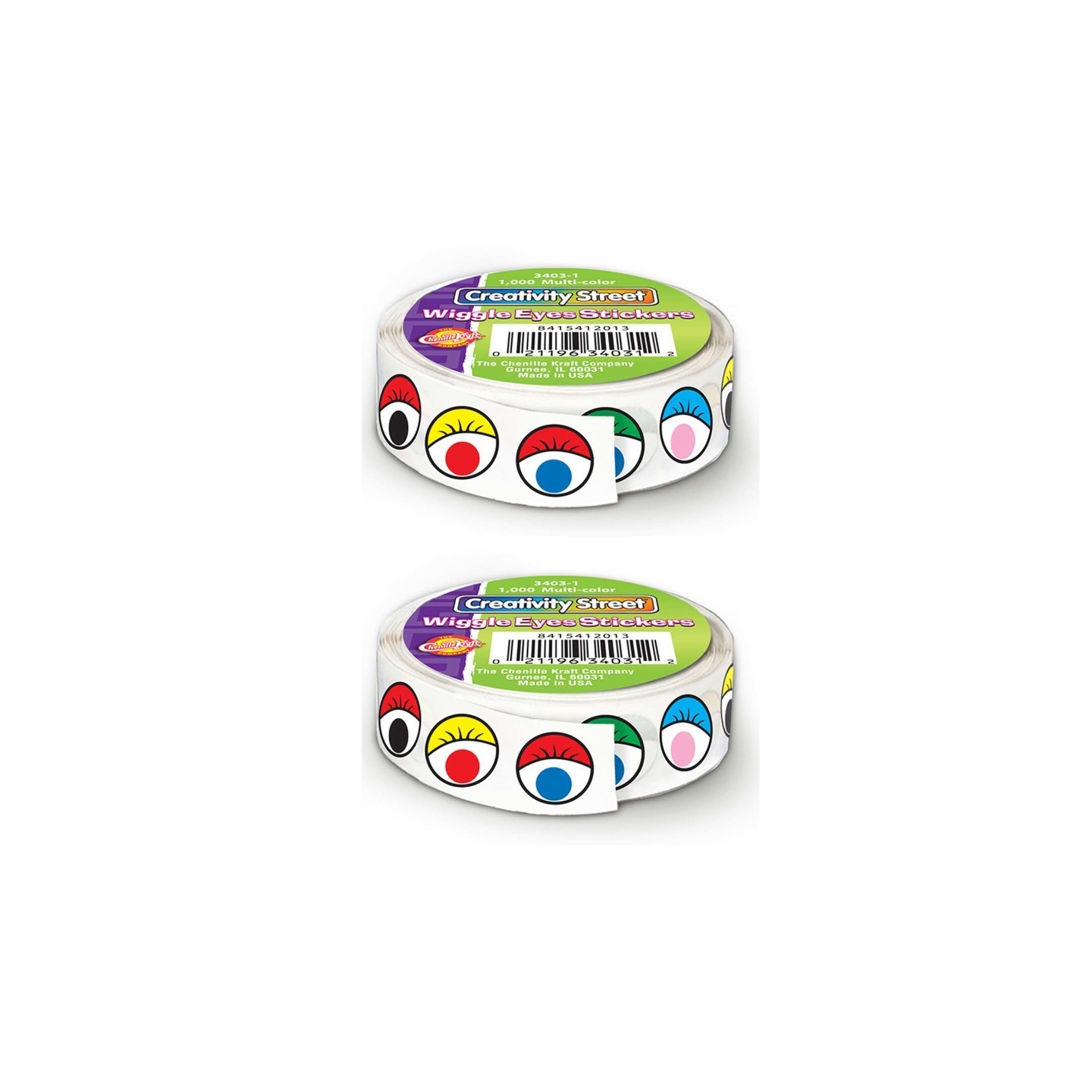 Creativity Street® Multicolor Wiggle Eyes Stickers Roll, 2 Rolls