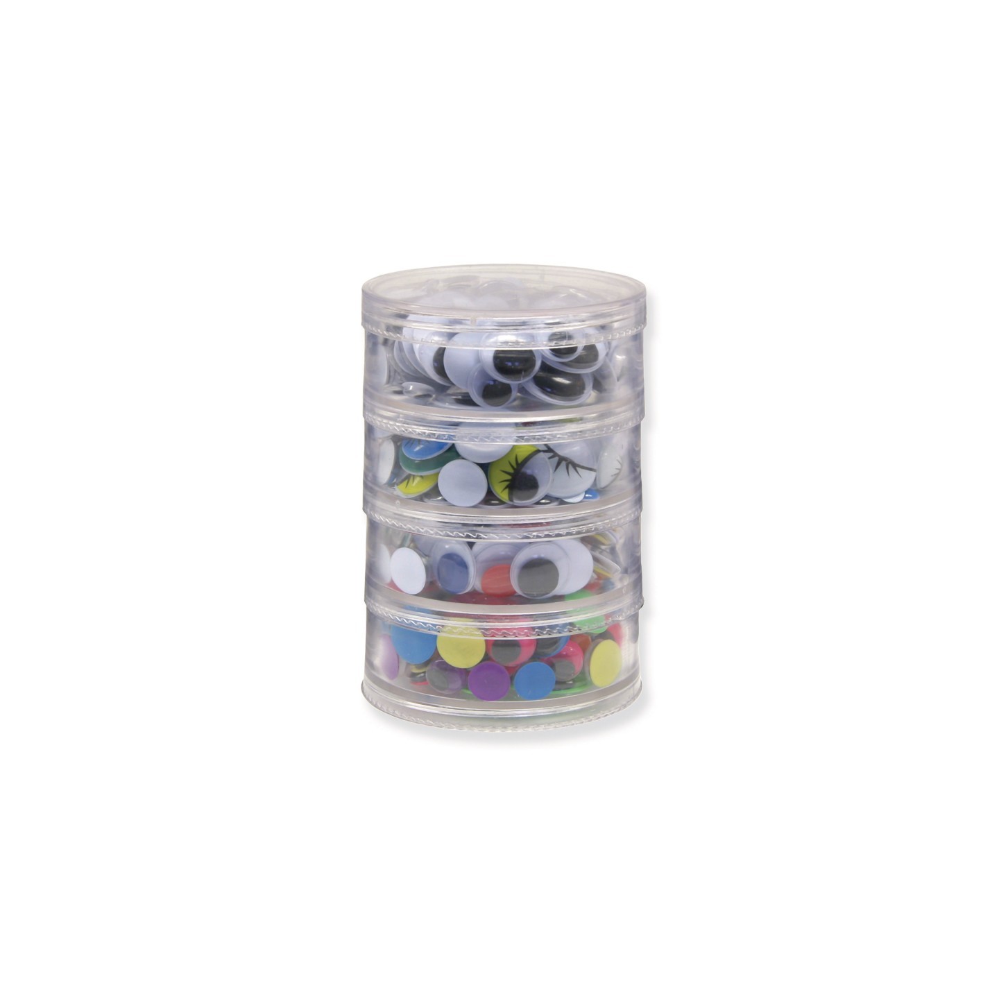 Creativity Street® Wiggle Eyes Storage Stacker, Round Assorted Black, Painted & Bright, Assorted Sizes, 400 Pieces