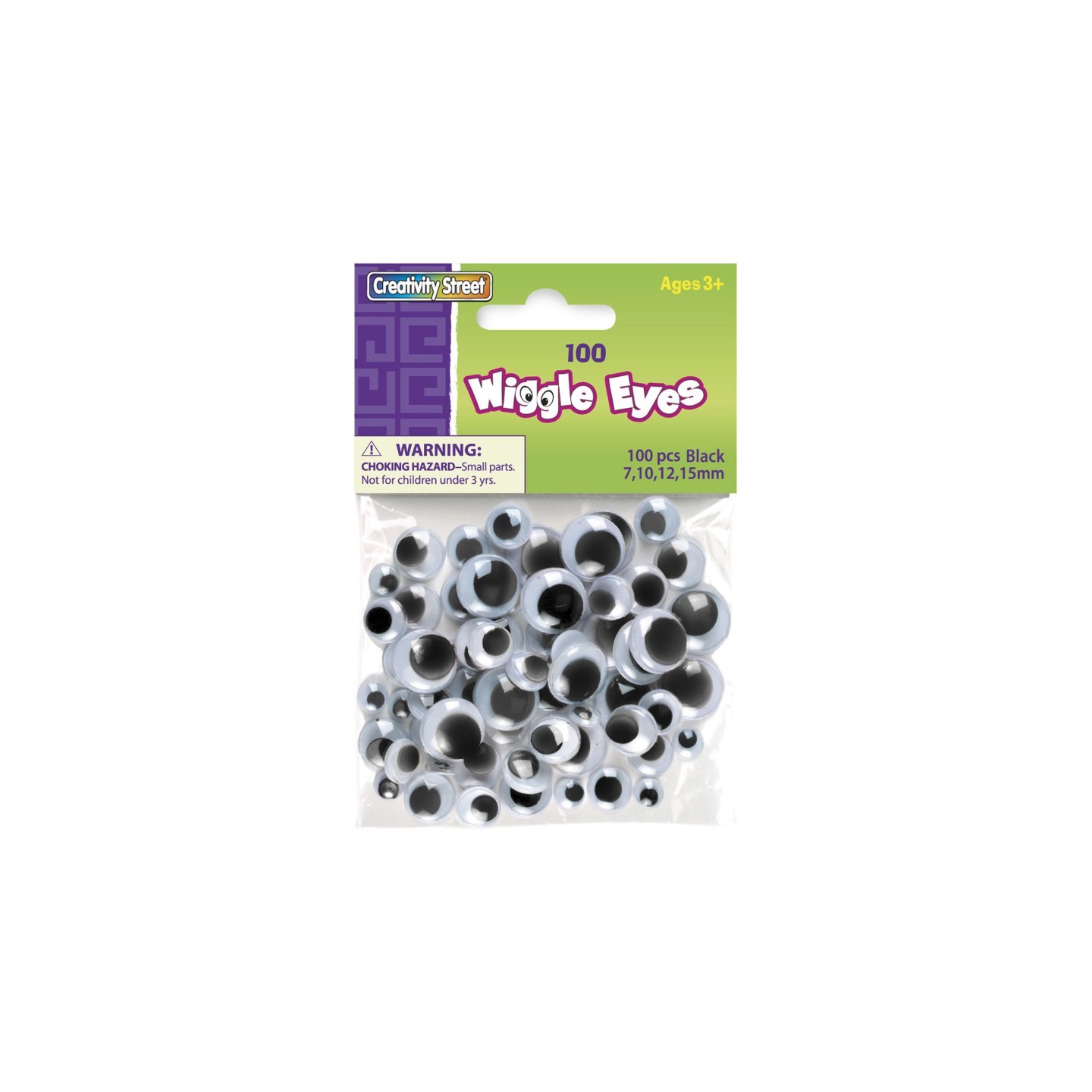 Creativity Street® Wiggle Eyes, Black, Assorted Sizes, 100 Pieces