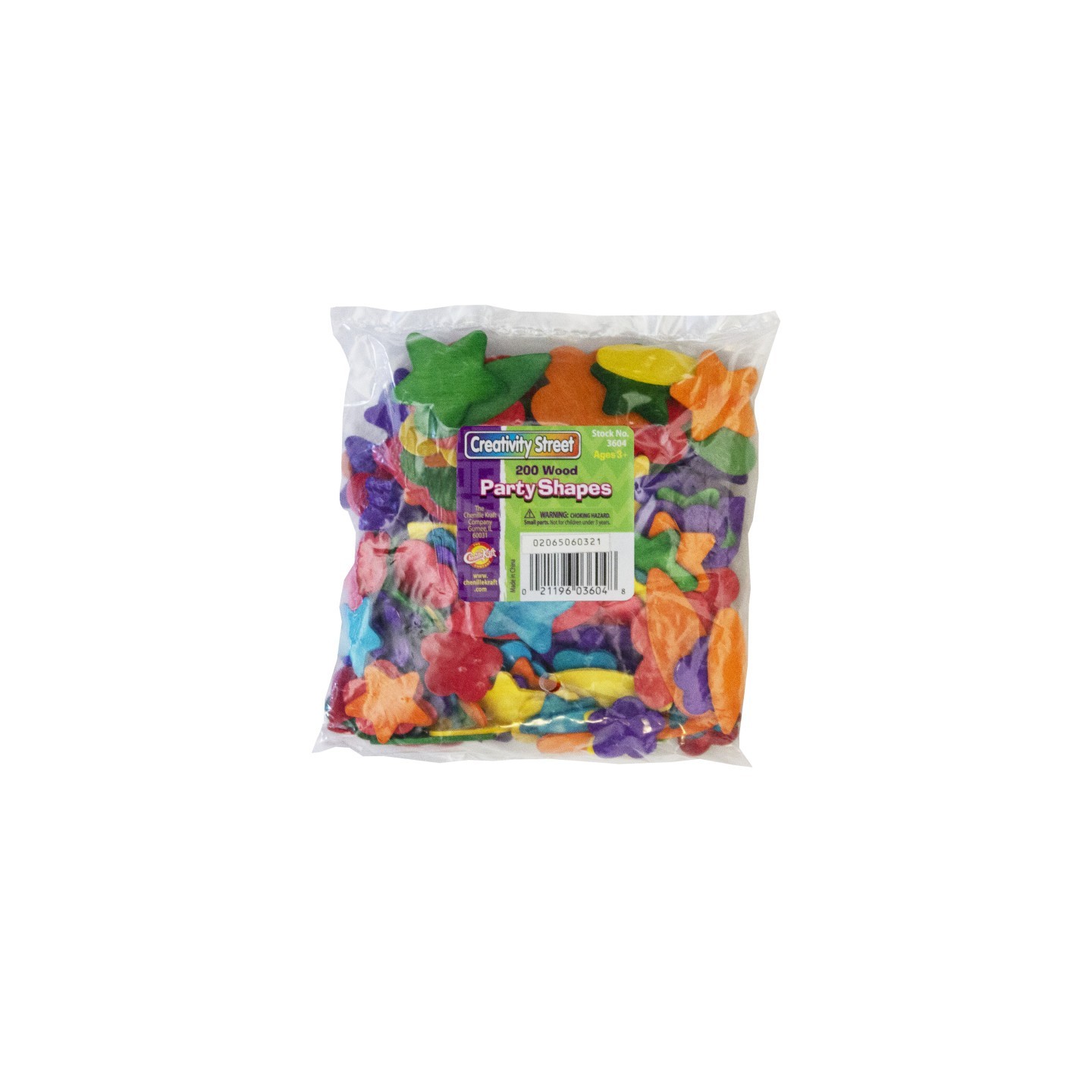 Creativity Street® Wood Party Shapes, Assorted Colors, 1/2" to 2", 200 Pieces