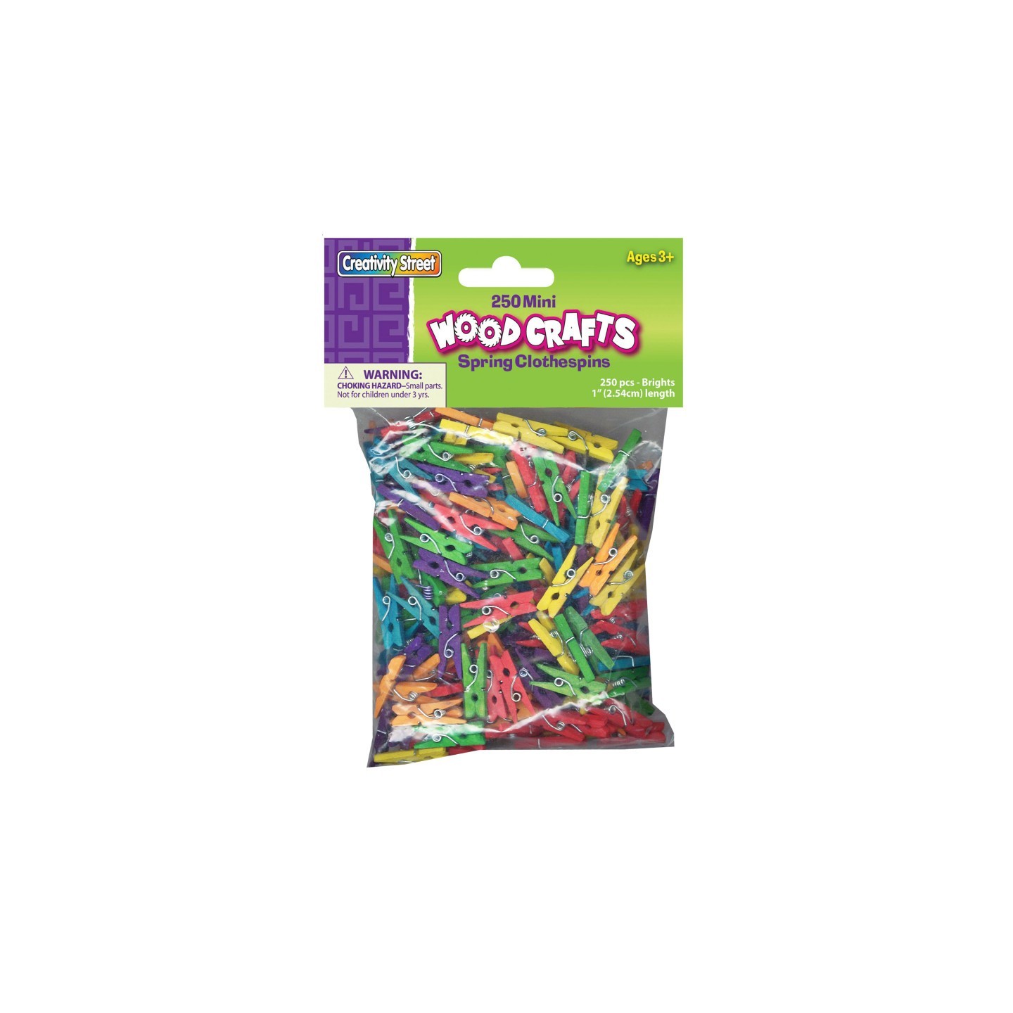 Creativity Street® Mini Spring Clothespins, Bright Hues Assorted, 1", 250 Pieces