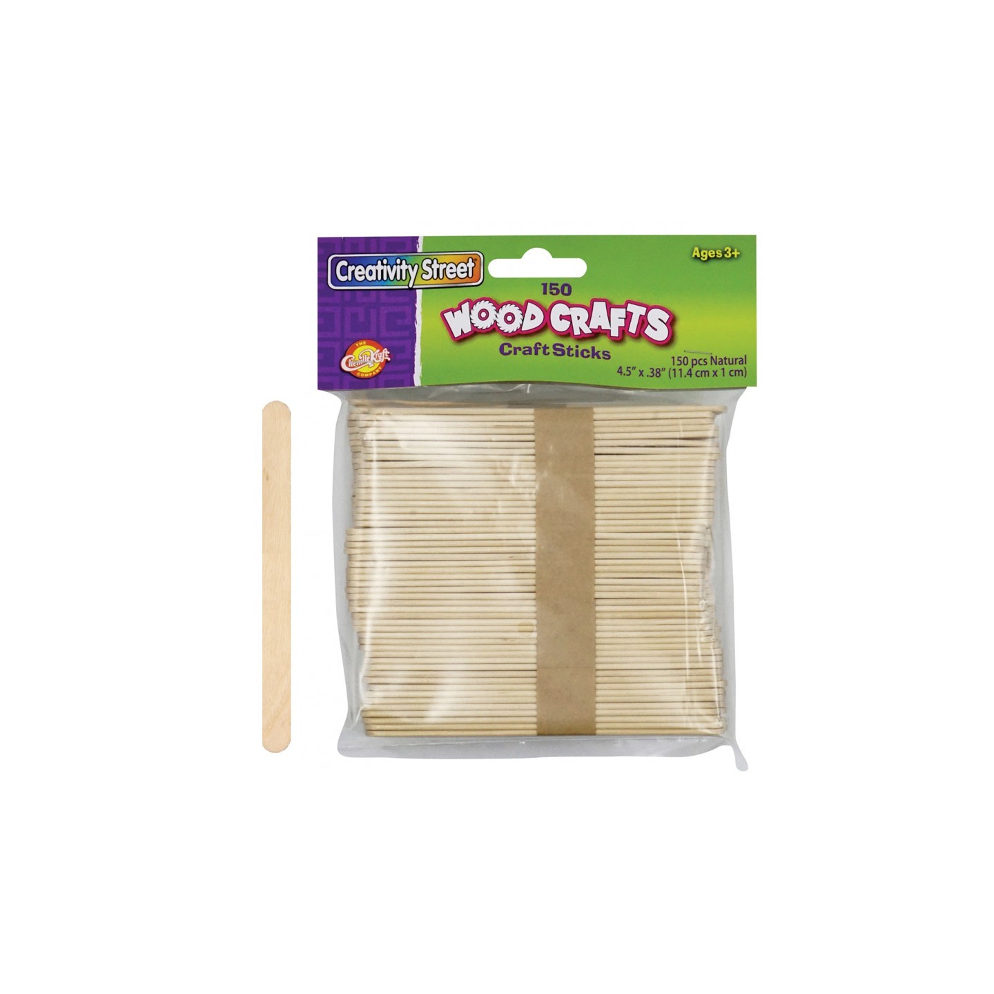 Creativity Street® Regular Craft Sticks, Natural, 4.5" x 3/8", 150 Pieces