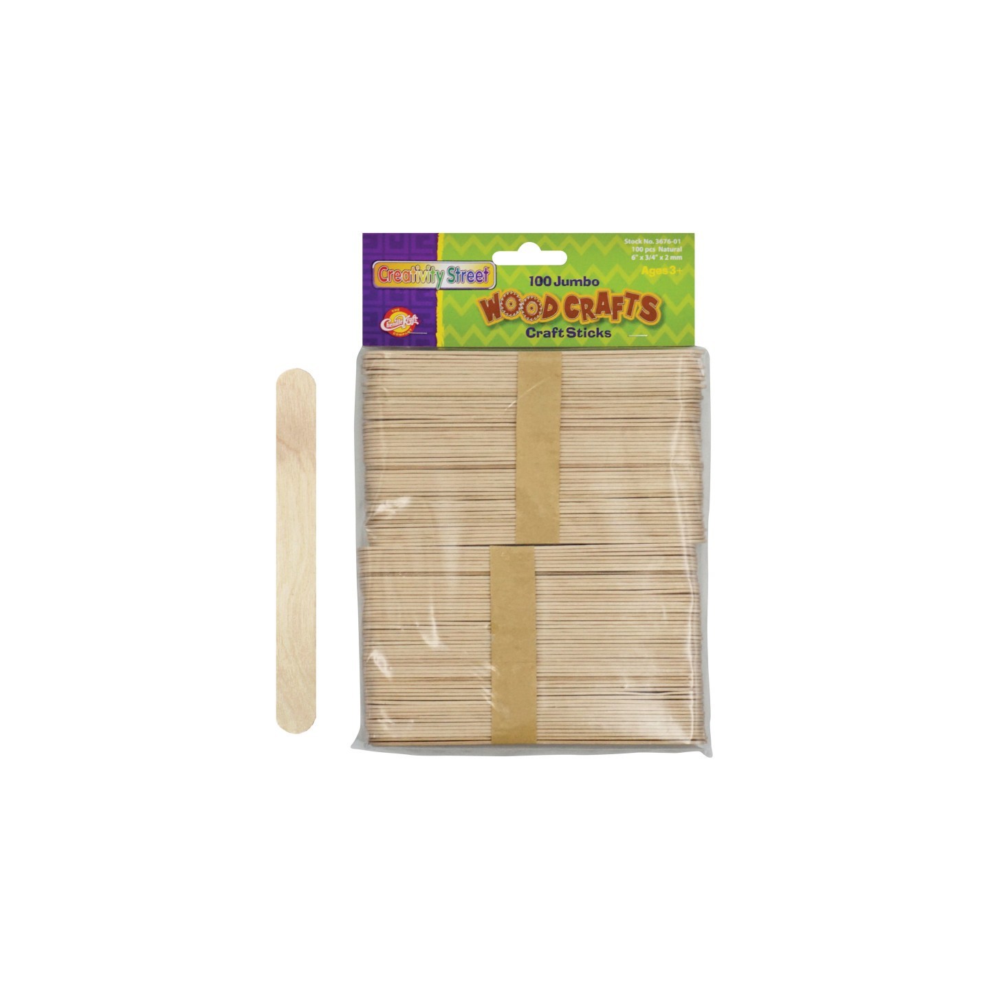 Creativity Street® Jumbo Craft Sticks, Natural, 6" x .75", 100 Pieces