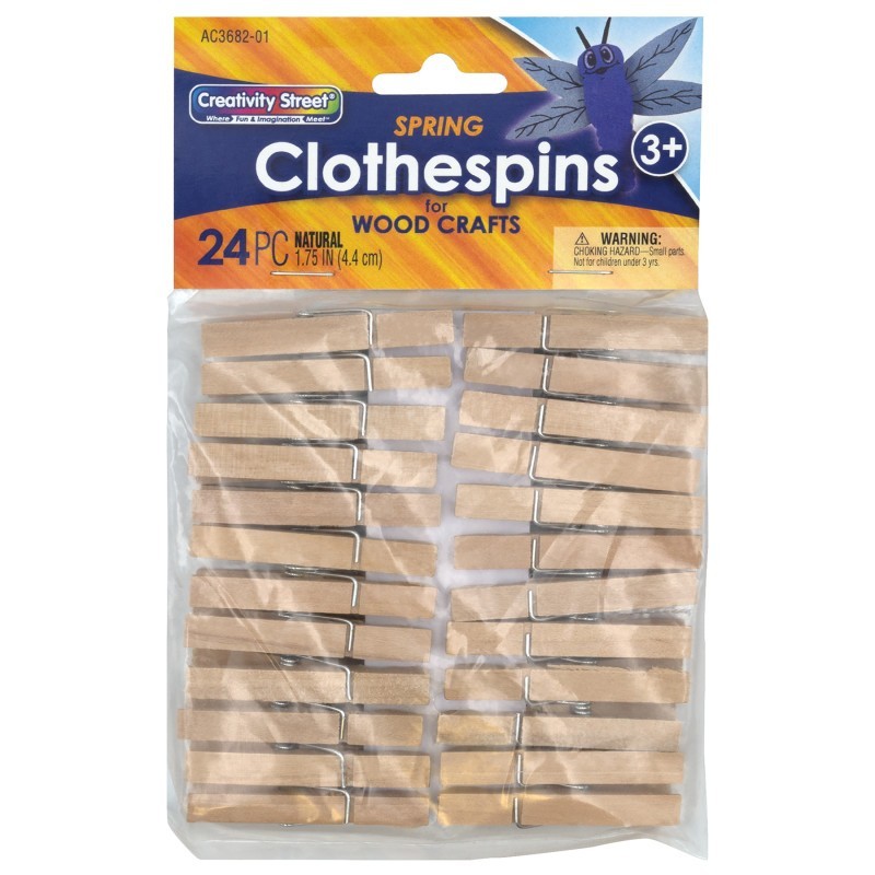 Creativity Street® Spring Clothespins, Natural, 1.75", 24 Pieces
