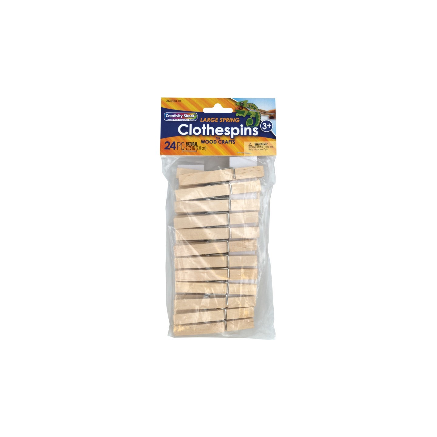 Creativity Street® Spring Clothespins, Natural, Large, 2.75", 24 Pieces