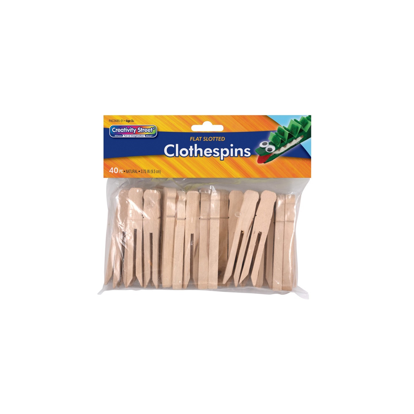 Creativity Street® Flat Slotted Clothespins, Natural, 3.75", 40 Pieces