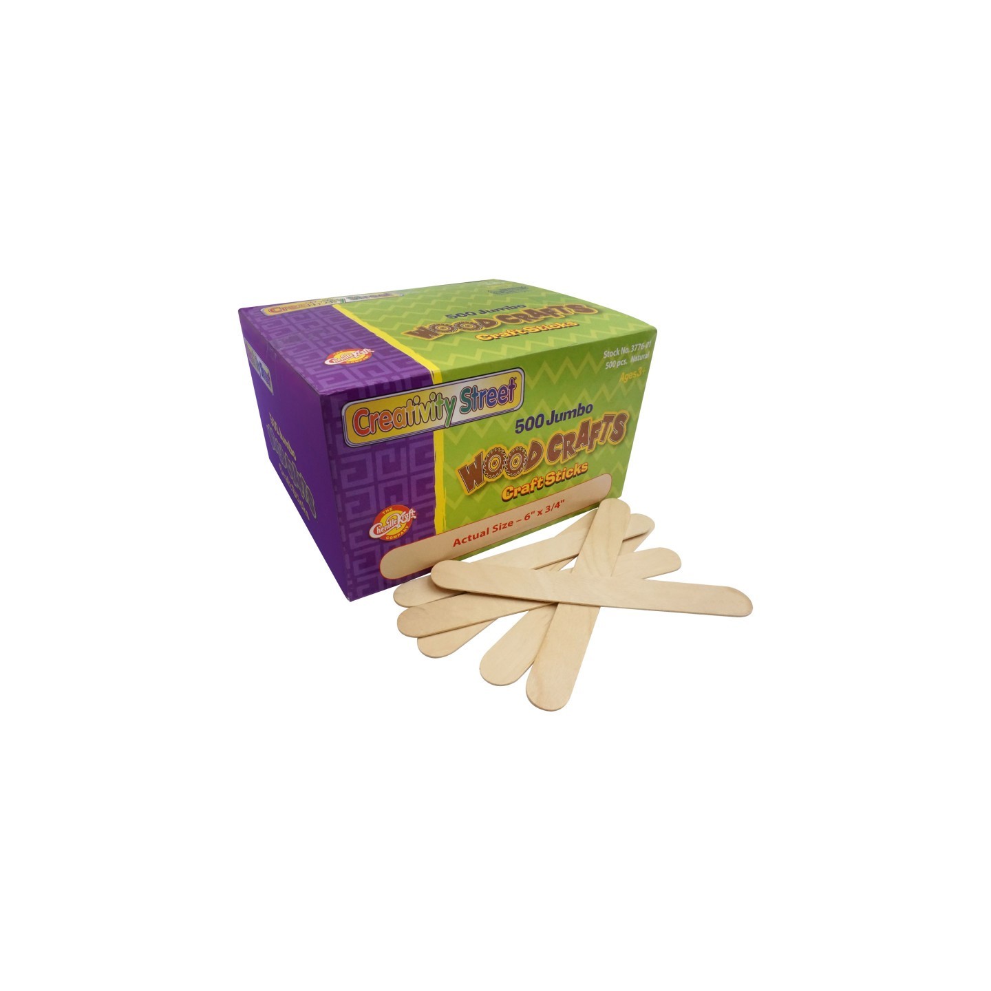 Creativity Street® Jumbo Craft Sticks, Natural, 6" x 0.75", 500 Pieces