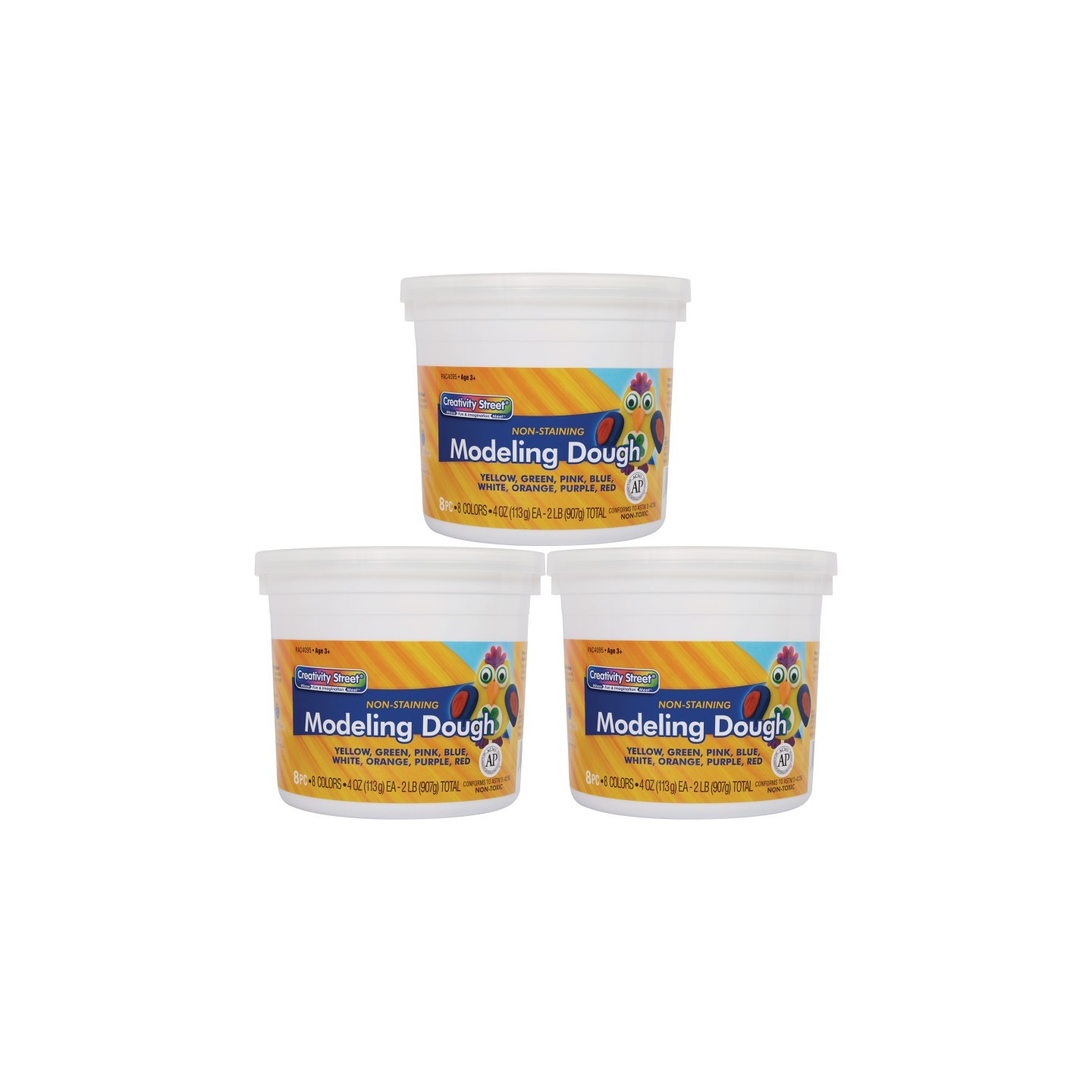 Creativity Street® Modeling Dough, 8 Assorted Colors, 4 oz. Per Piece, 8 Pieces Per Pack, 3 Packs