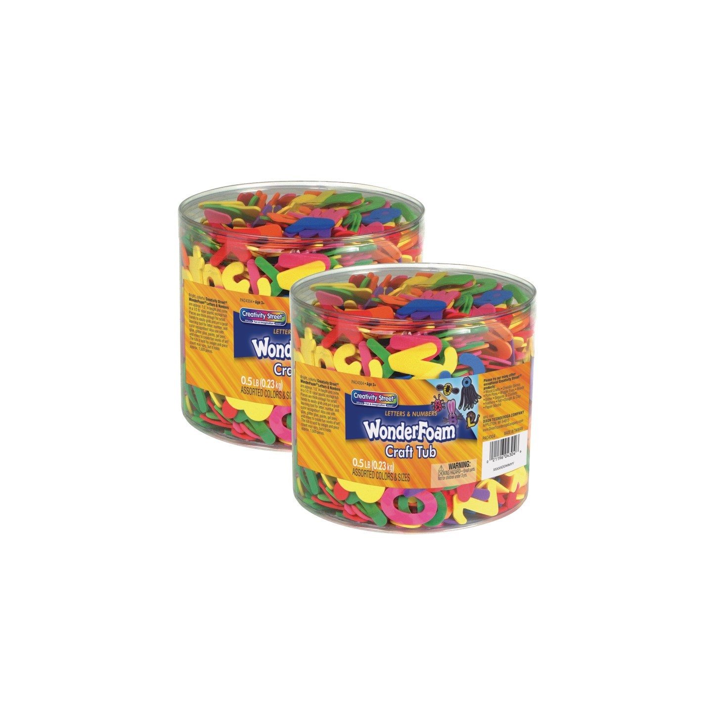 Creativity Street® WonderFoam® Craft Tub, Letters and Numbers, Assorted Sizes, 1/2 lb. Per Tub, 2 Tubs