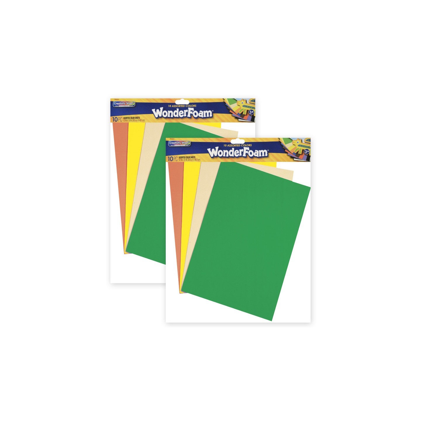 Creativity Street® WonderFoam® Sheets, 12" x 18", Assorted Colors, 10 Sheets Per Pack, 2 Packs
