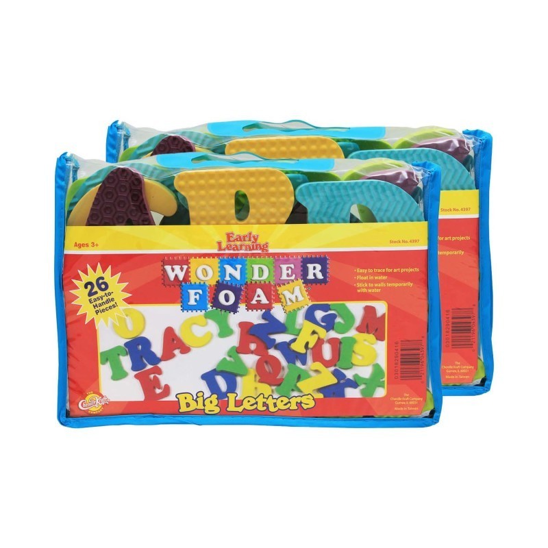 WonderFoam® Big Letters, Assorted Colors, Assorted Sizes, 26 Per Pack, 2 Packs