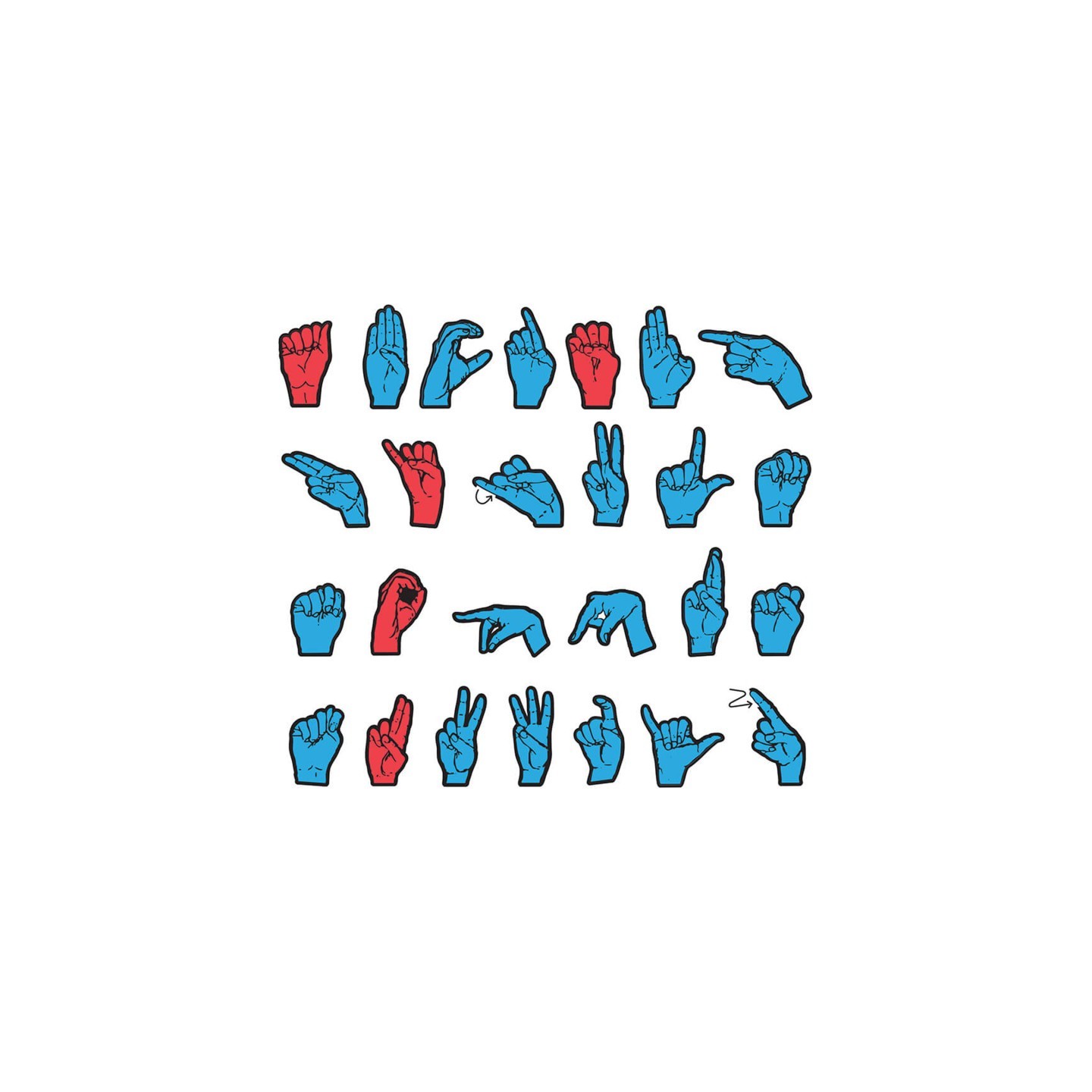 WonderFoam® Magnetic Sign Language Letters, Red & Blue Colors, Assorted Sizes, 26 Pieces