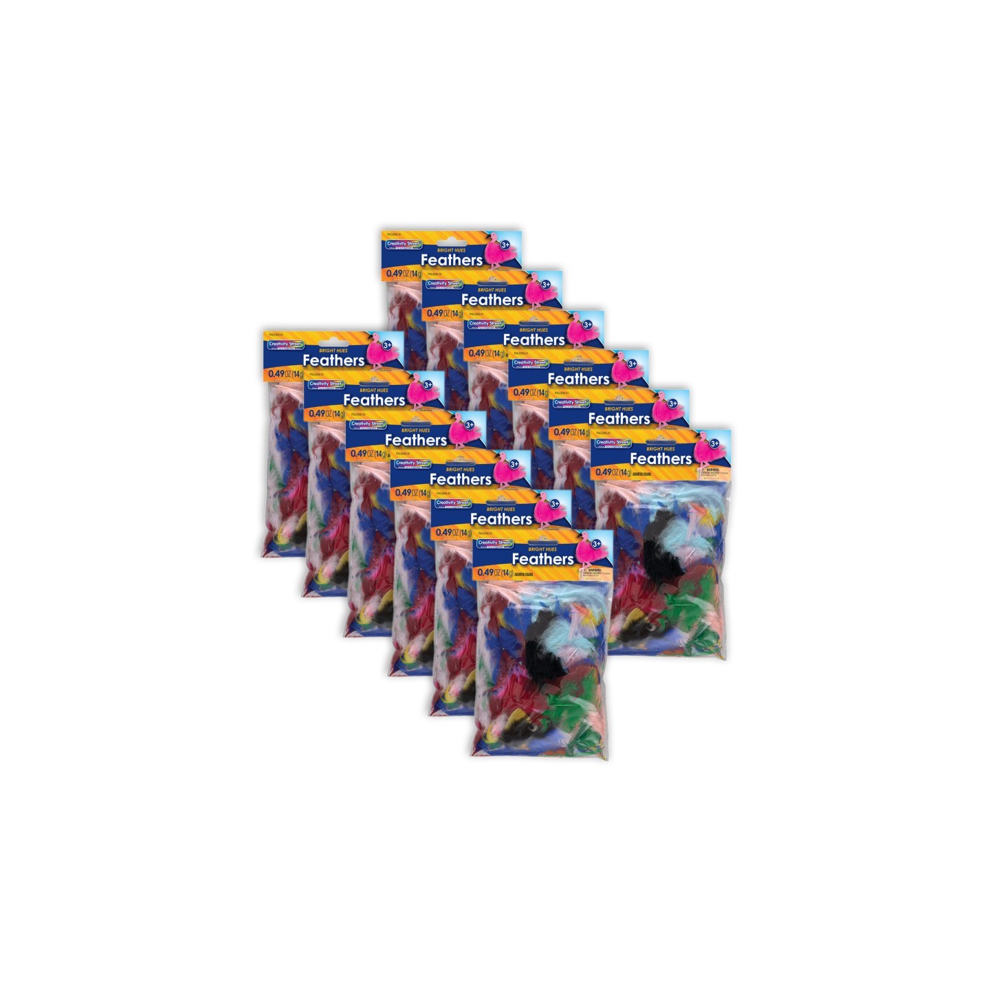 Creativity Street® Turkey Plumage Feathers, Assorted Bright Hues, Assorted Sizes, 14 grams Per Pack, 12 Packs