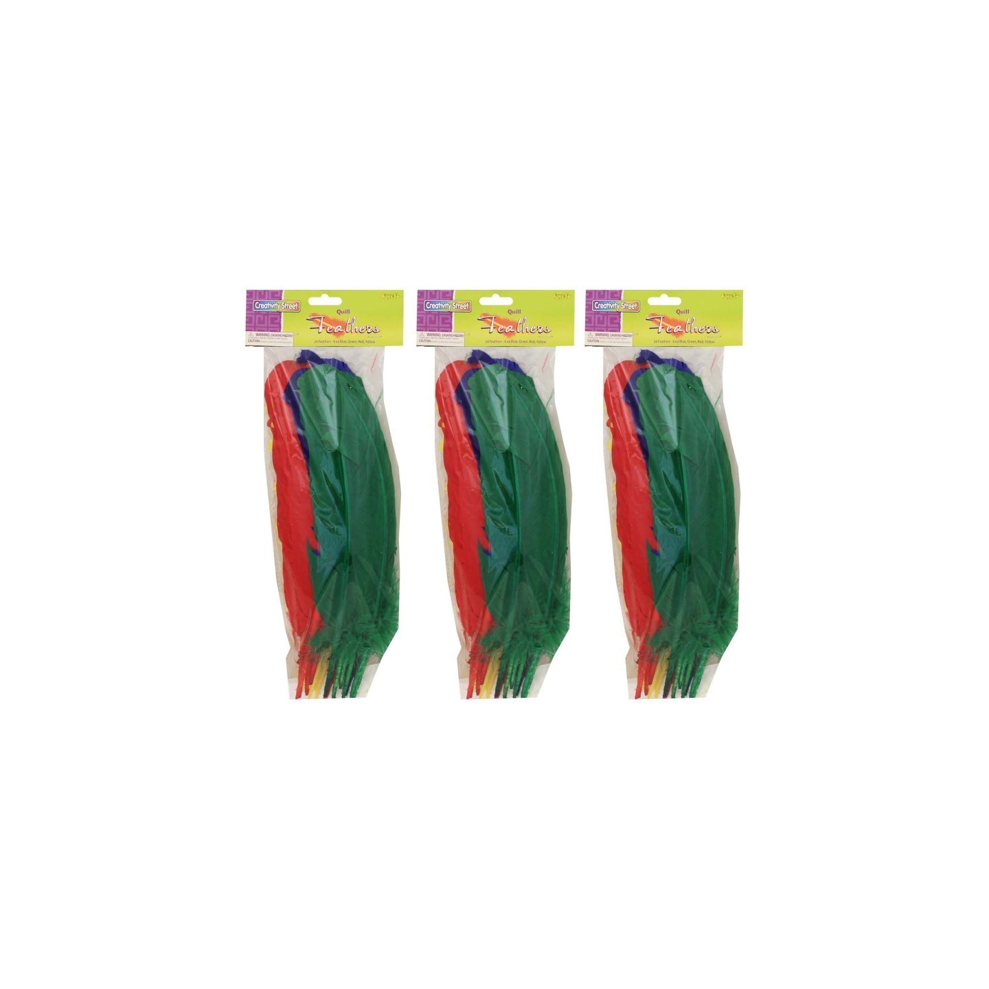 Creativity Street® Quill Feathers, Assorted Colors, 12", 24 Per Pack, 3 Packs