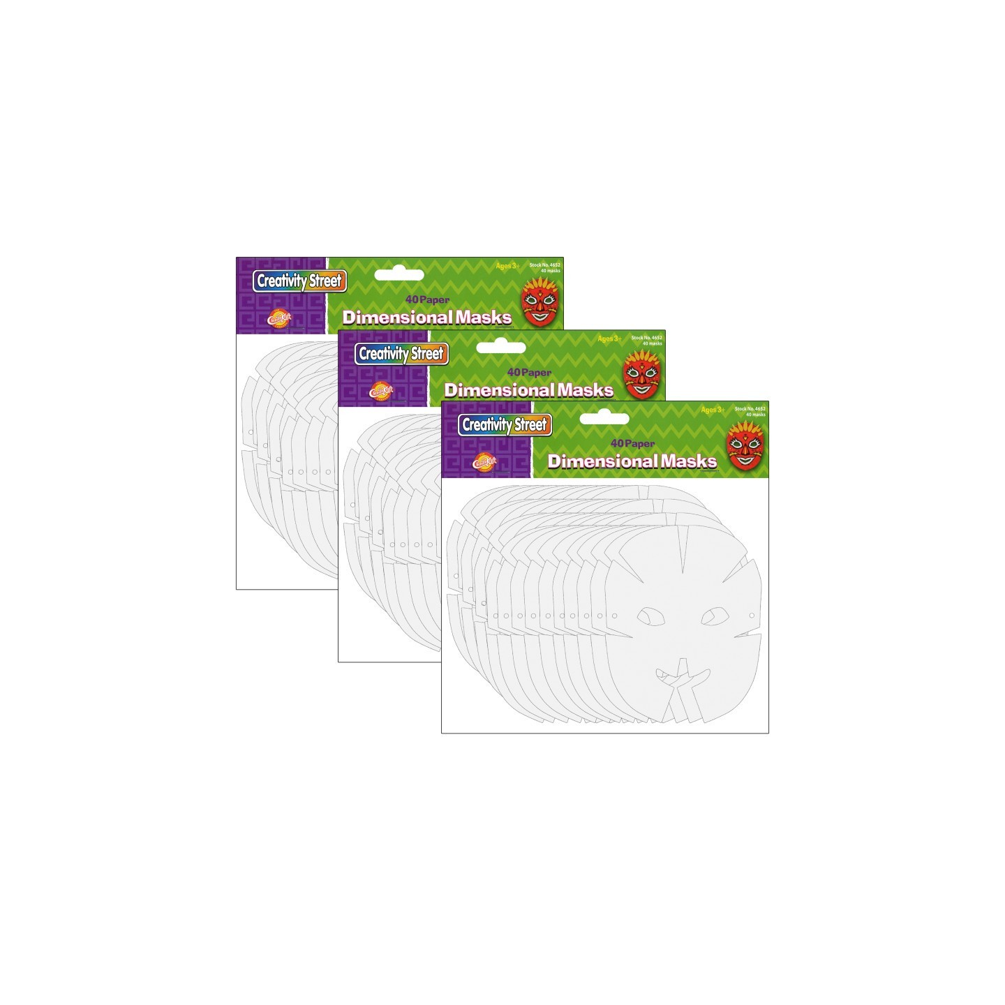 Creativity Street® Die-Cut Dimensional Paper Masks, 10-1/2" x 8-1/4", 40 Per Pack, 3 Packs