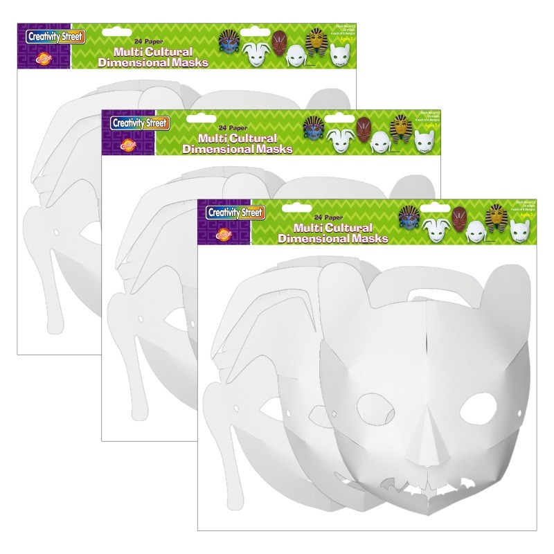 Creativity Street® Die-Cut Paper Masks, Multi-Cultural Assortment, Assorted Sizes, 24 Per Pack, 3 Packs