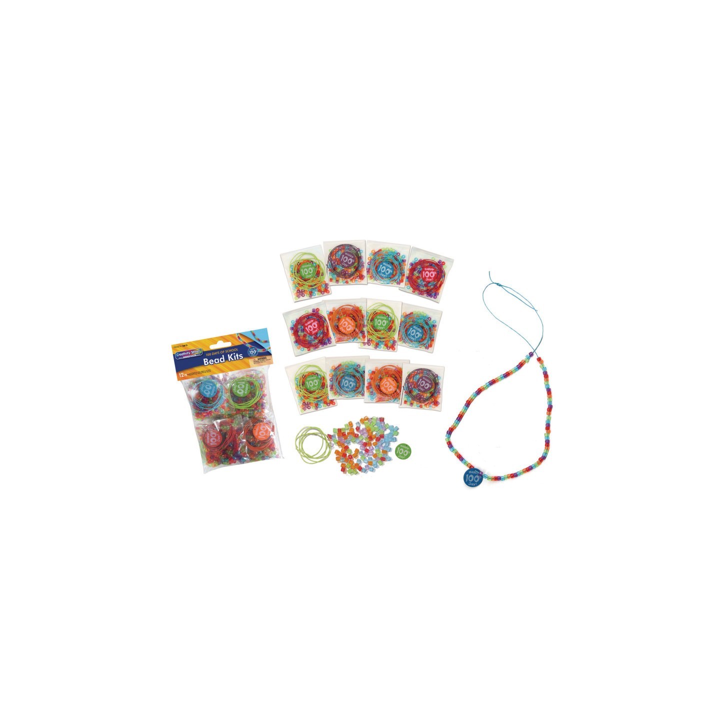Creativity Street® 100 Days of School Bead Kits, Assorted Sizes, 12 Kits