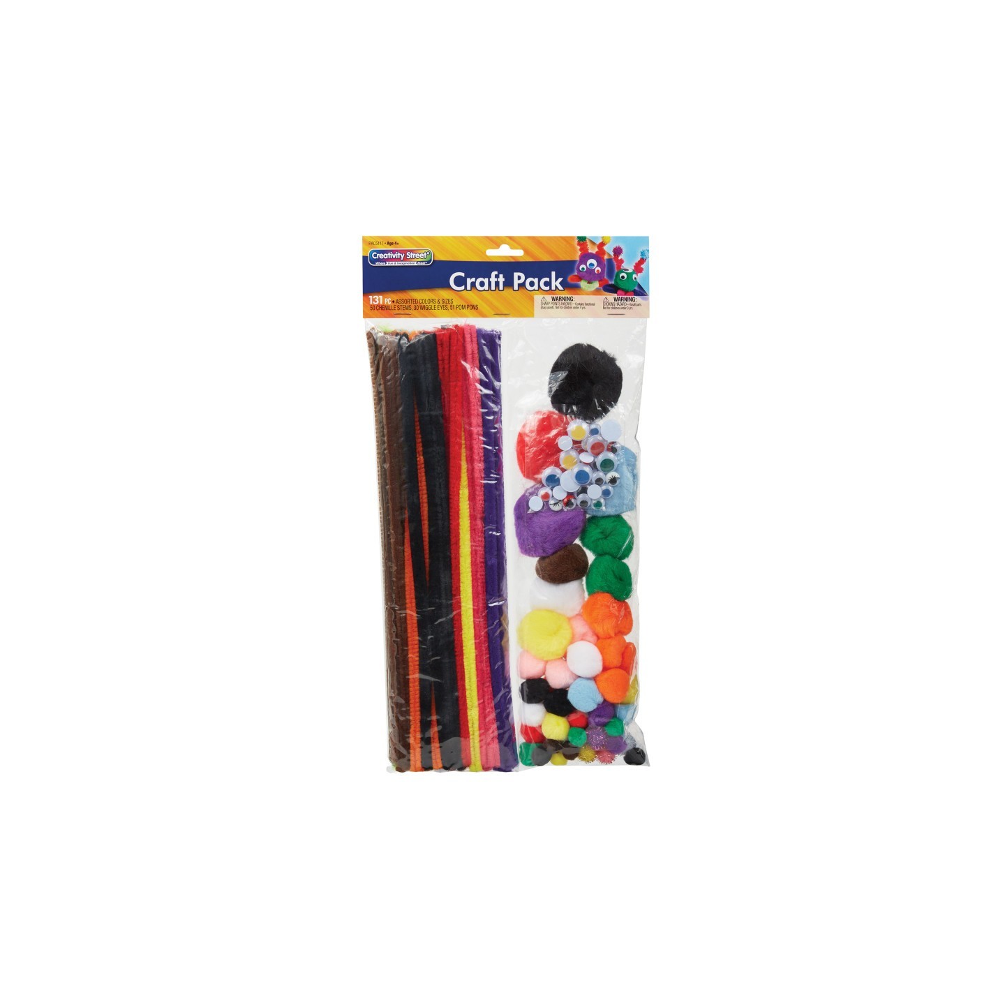 Creativity Street® Craft Pack, Stems, Poms, Wiggle Eyes, 131 Pieces
