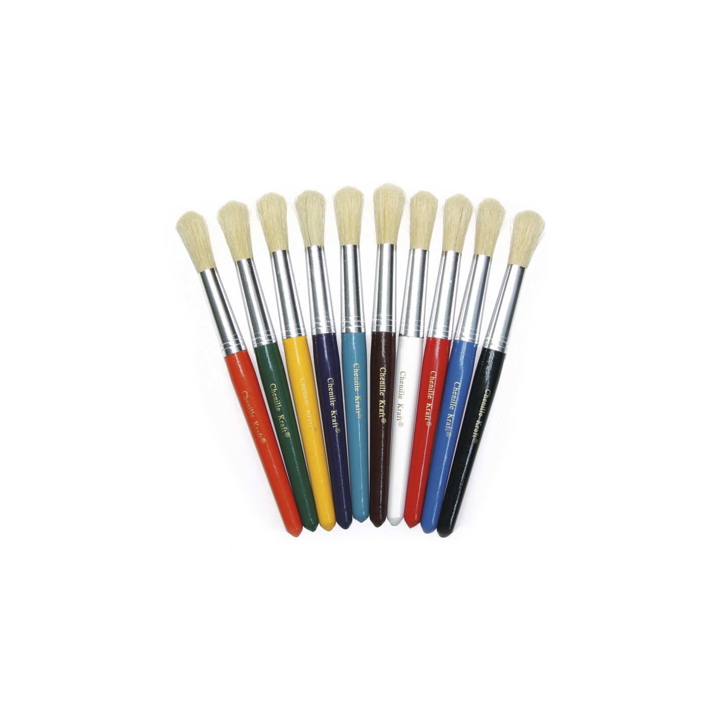 Creativity Street® Beginner Paint Brushes, Round Stubby Brushes, 10 Assorted Colors, 7.5" Long, 10 Brushes