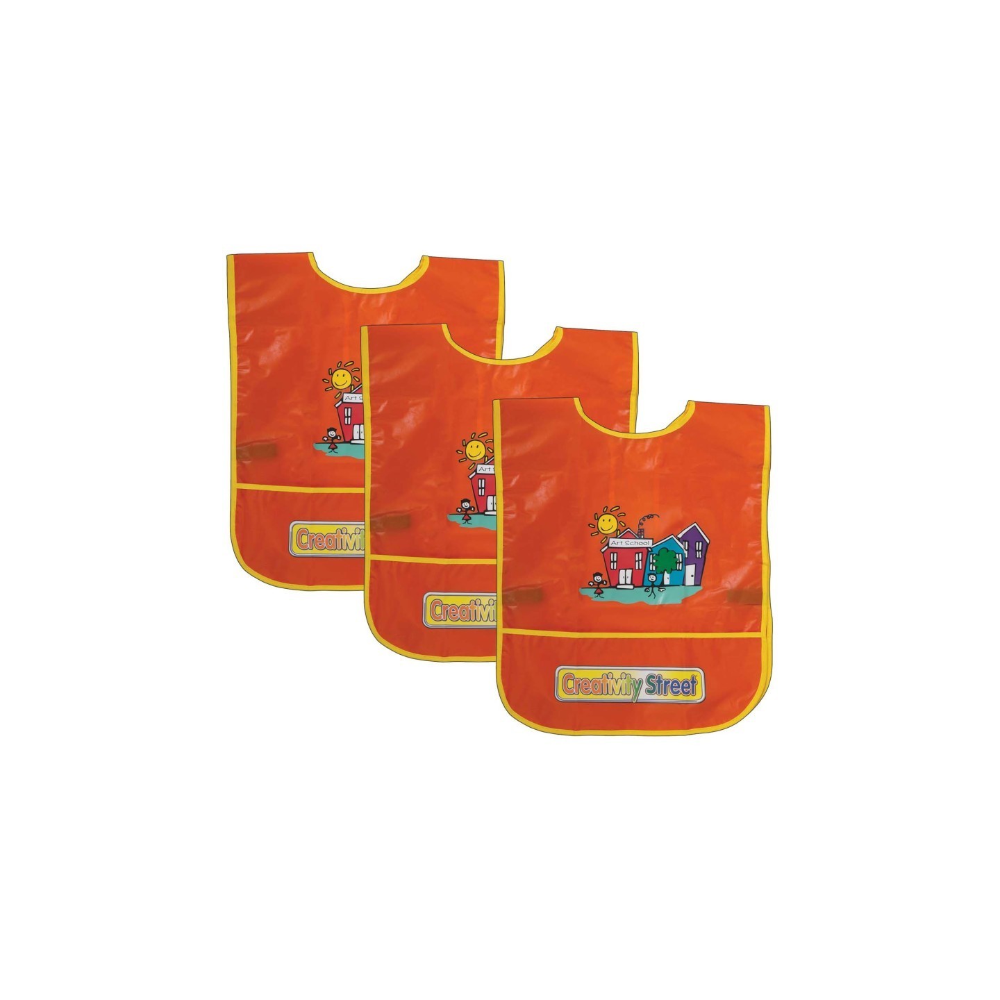 Creativity Street® Children's Artist Smock, Ages 3 to 8, Orange, 15" x 12", Pack of 3