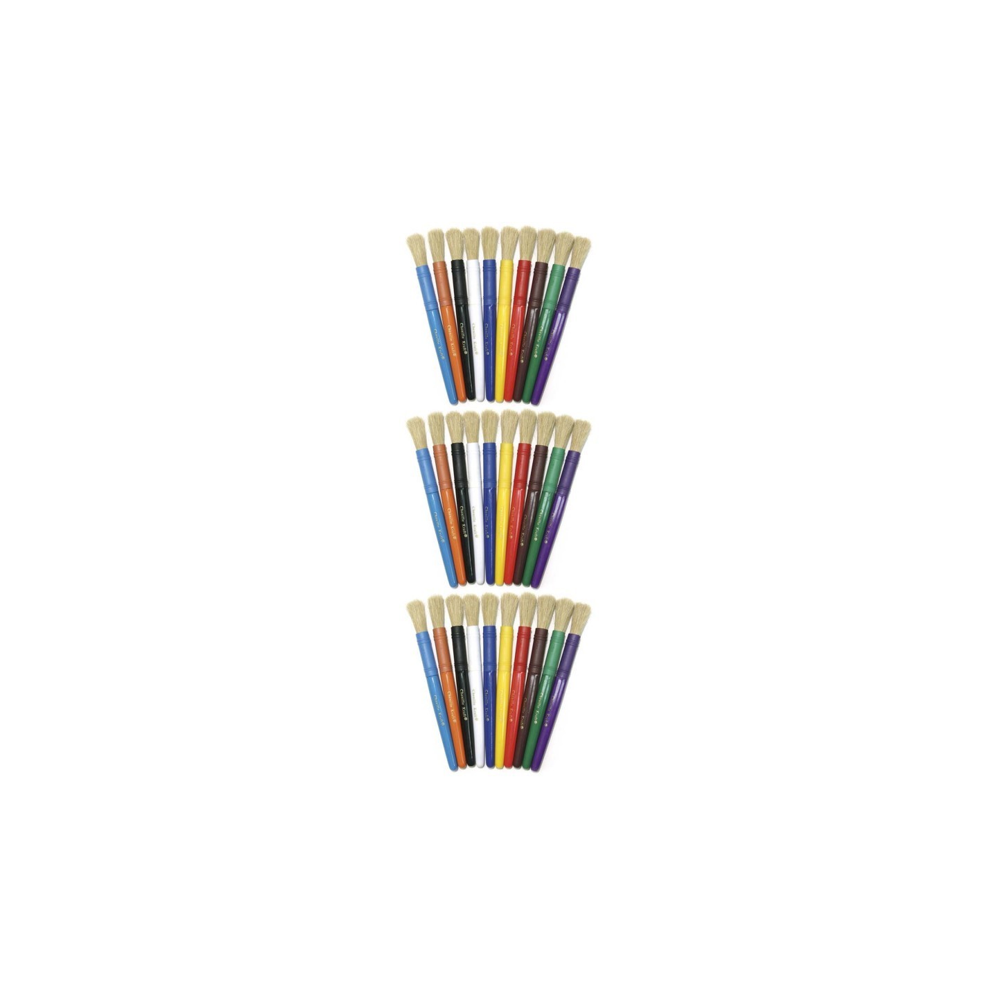 Creativity Street® Beginner Paint Brushes, 10 Assorted Colors, 7" Long, 10 Per Pack, 3 Packs