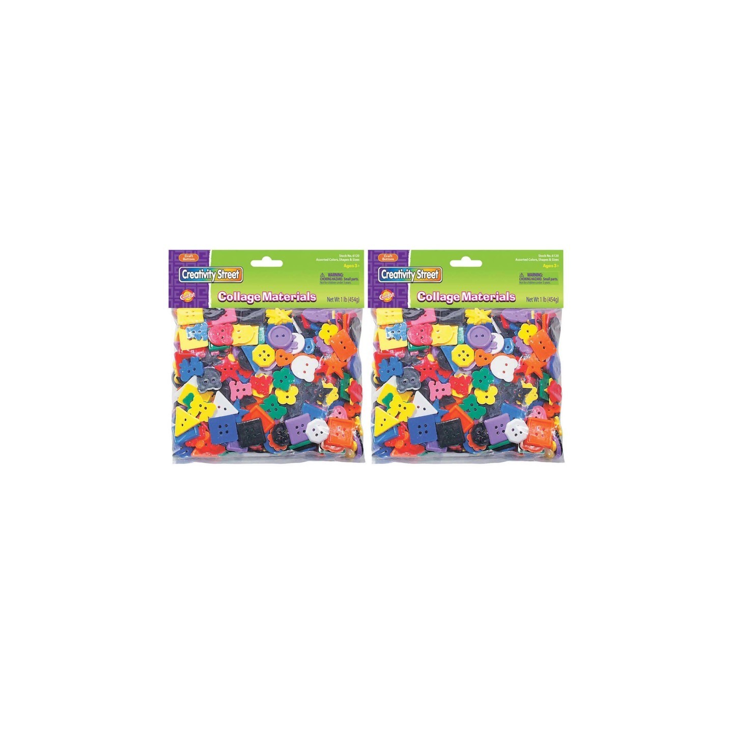 Creativity Street® Plastic Buttons, Assorted Colors, 3/4" to 1", 1 lb. Per Pack, 2 Packs