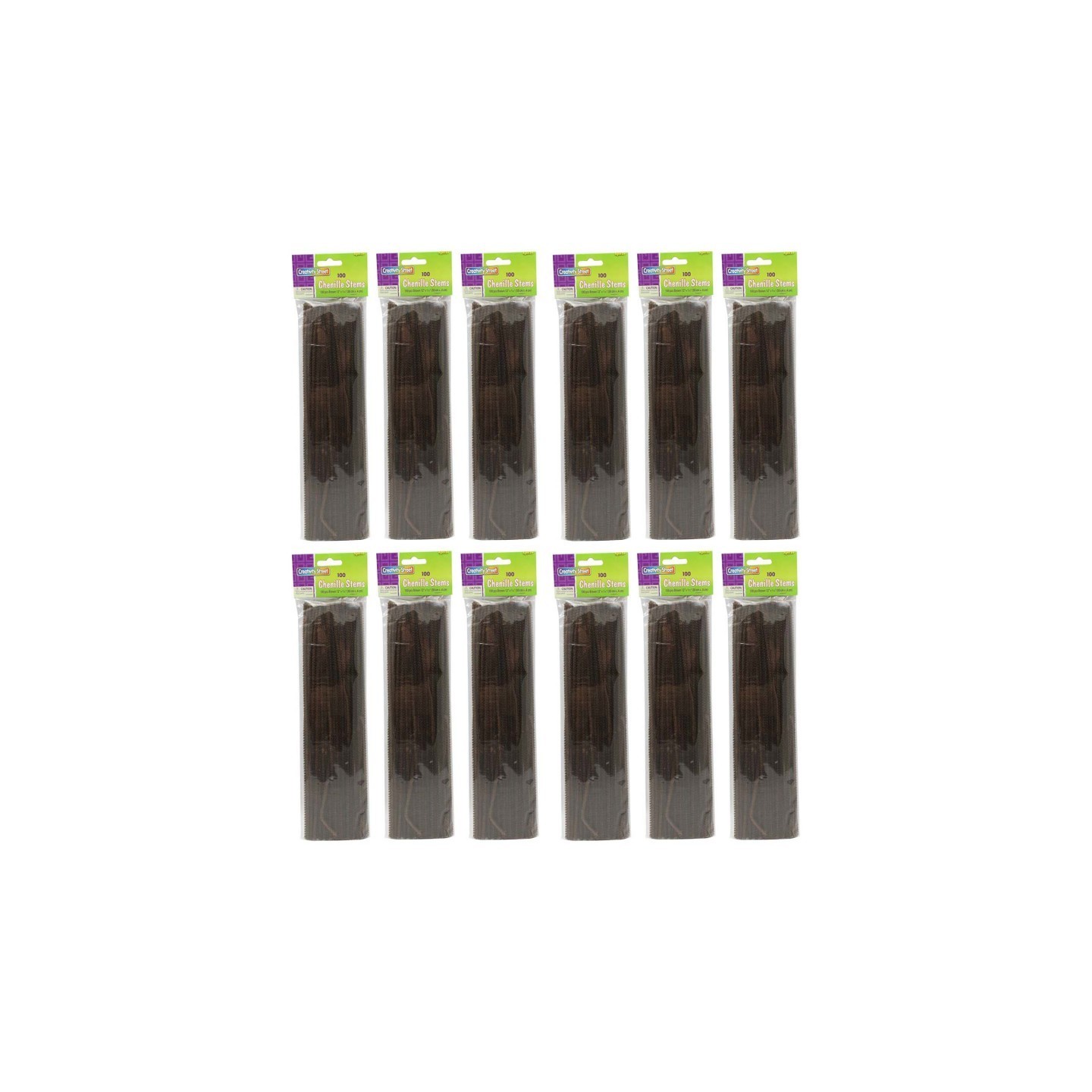 Creativity Street® Regular Stems, Brown, 12" x 4 mm, 100 Per Pack, 12 Packs