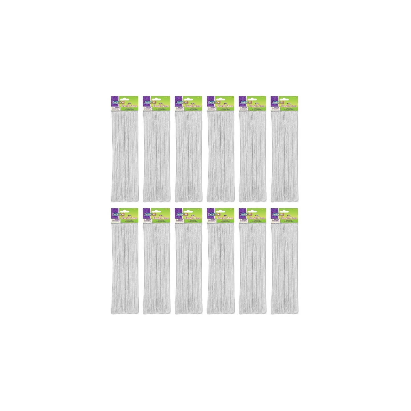 Creativity Street® Regular Stems, White, 12" x 4 mm, 100 Per Pack, 12 Packs