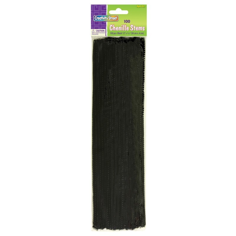 Creativity Street® Regular Stems, Black, 12" x 4 mm, 100 Pieces