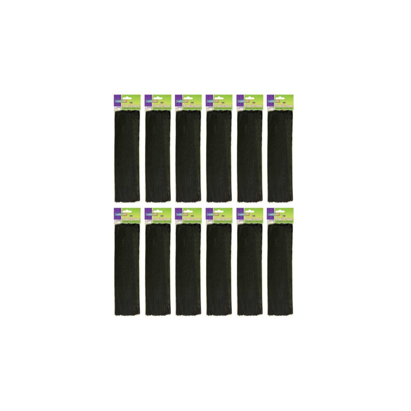 Creativity Street® Regular Stems, Black, 12" x 4 mm, 100 Per Pack, 12 Packs