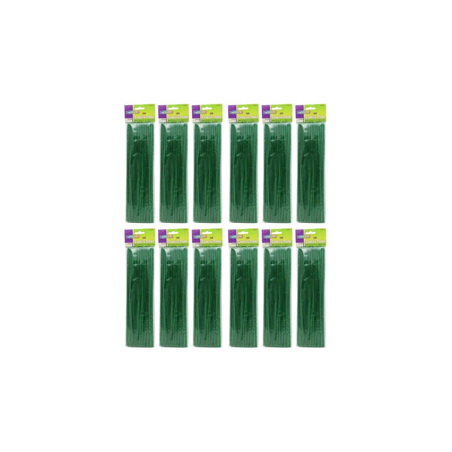 Creativity Street® Regular Stems, Dark Green, 12" x 4 mm, 100 Per Pack, 12 Packs