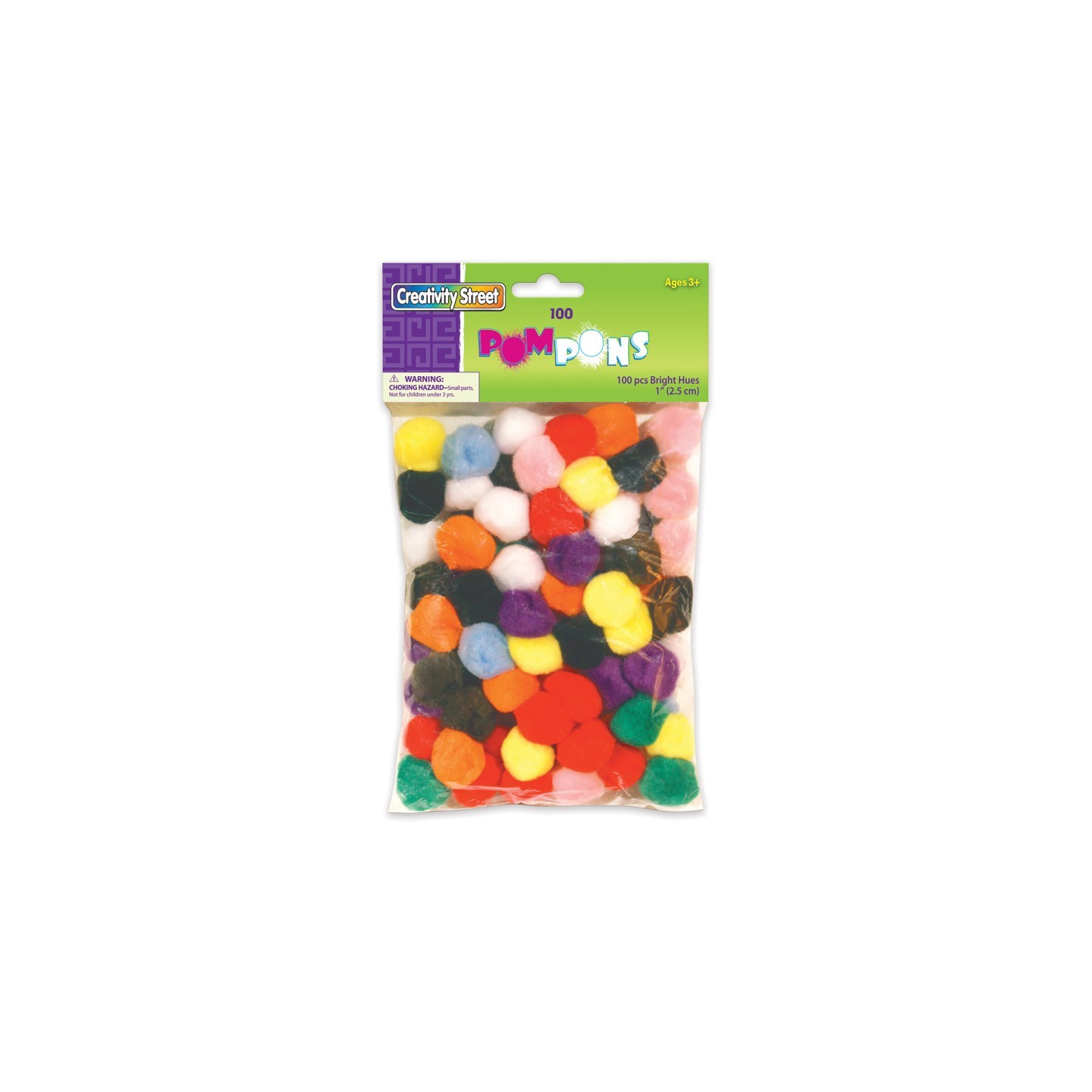 Creativity Street® Pom Pons, Bright Hues Assortment, 1", 100 Pieces