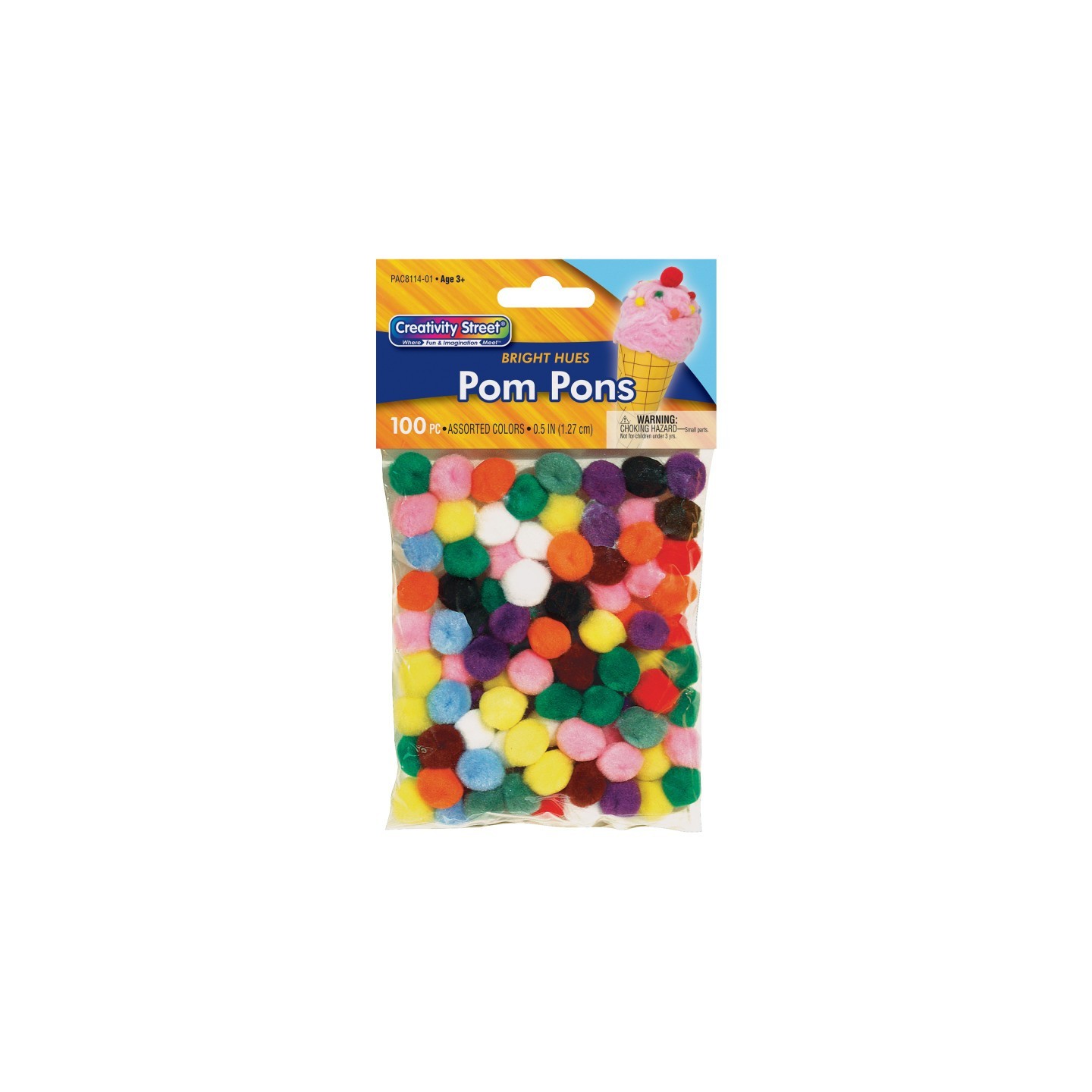Creativity Street® Pom Pons, Bright Hues Assortment, 0.5", 100 Pieces