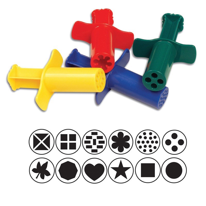 Creativity Street® Dough Extruders, 12 Assorted Patterns, Approx. 3", 12 Pieces