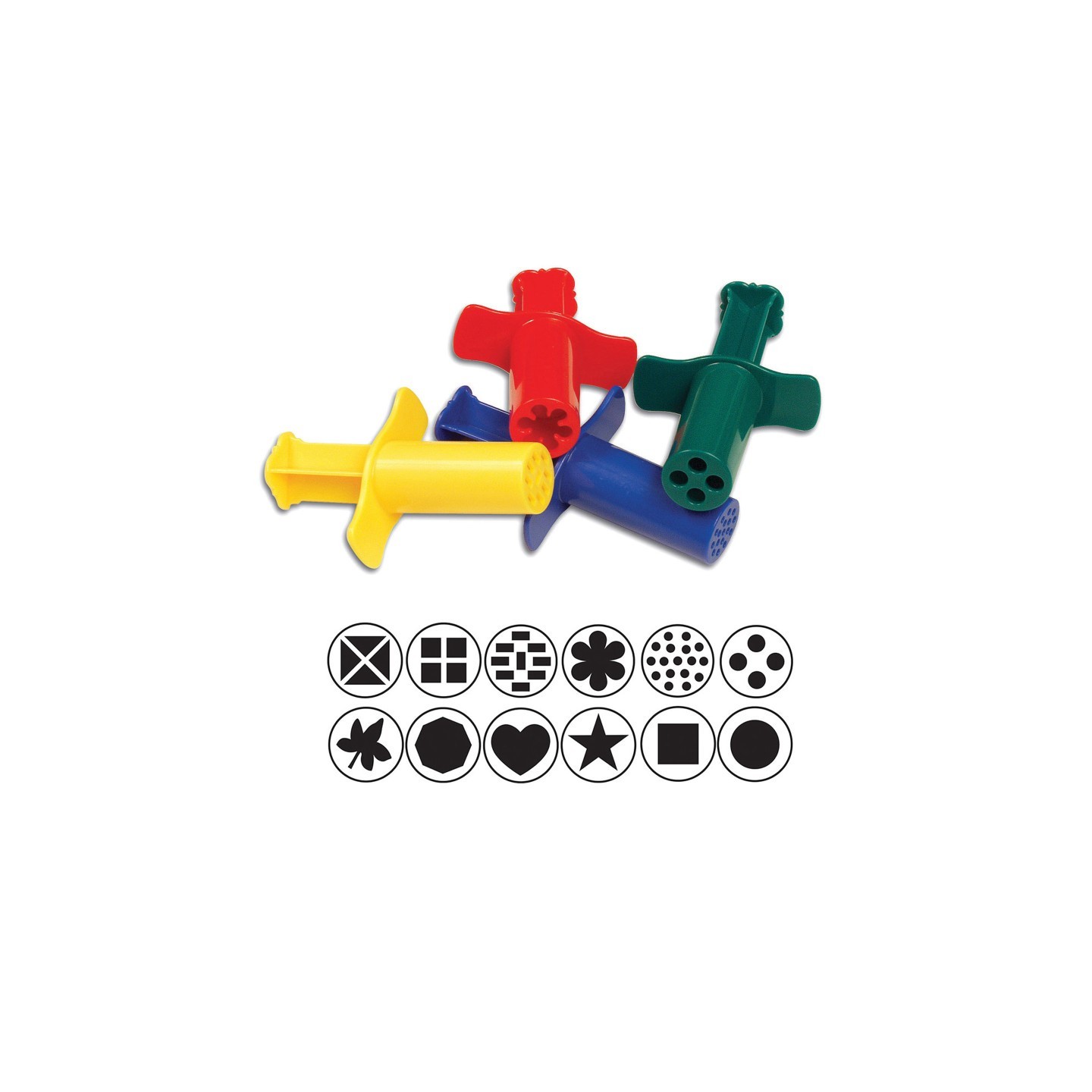 Creativity Street® Dough Extruders, 12 Assorted Patterns, Approx. 3", 12 Pieces