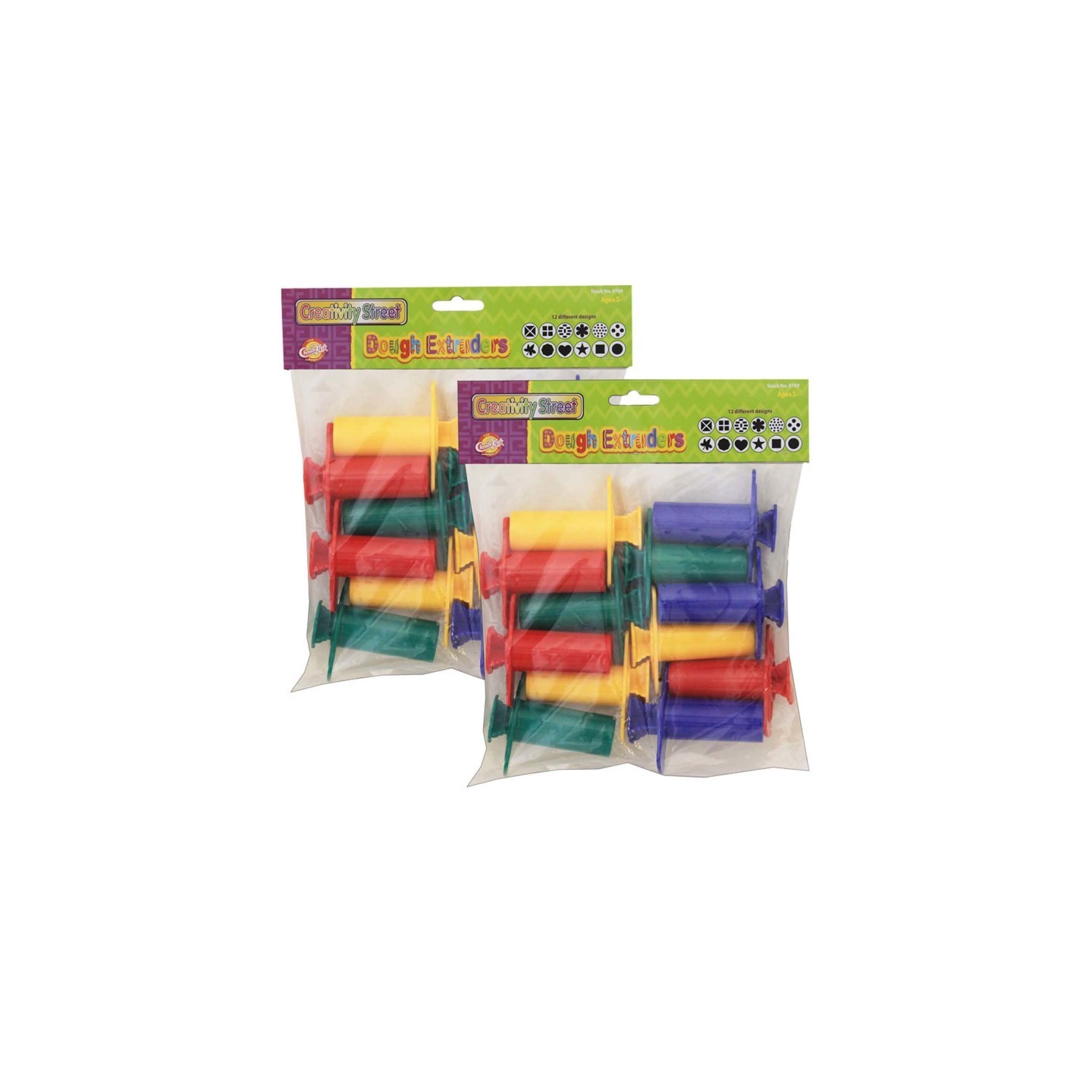 Creativity Street® Dough Extruders, 12 Assorted Patterns, Approx. 3", 12 Pieces Per Pack, 2 Packs