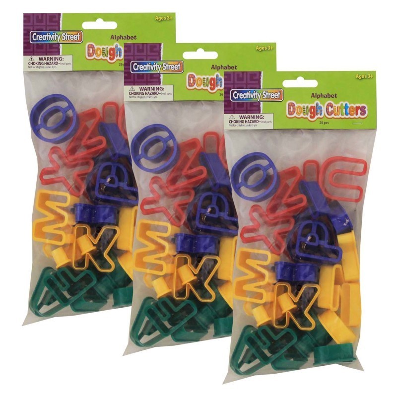 Creativity Street® Dough & Clay Cutter Set, Capital Letters, 1-9/16", 26 Pieces Per Pack, 3 Packs