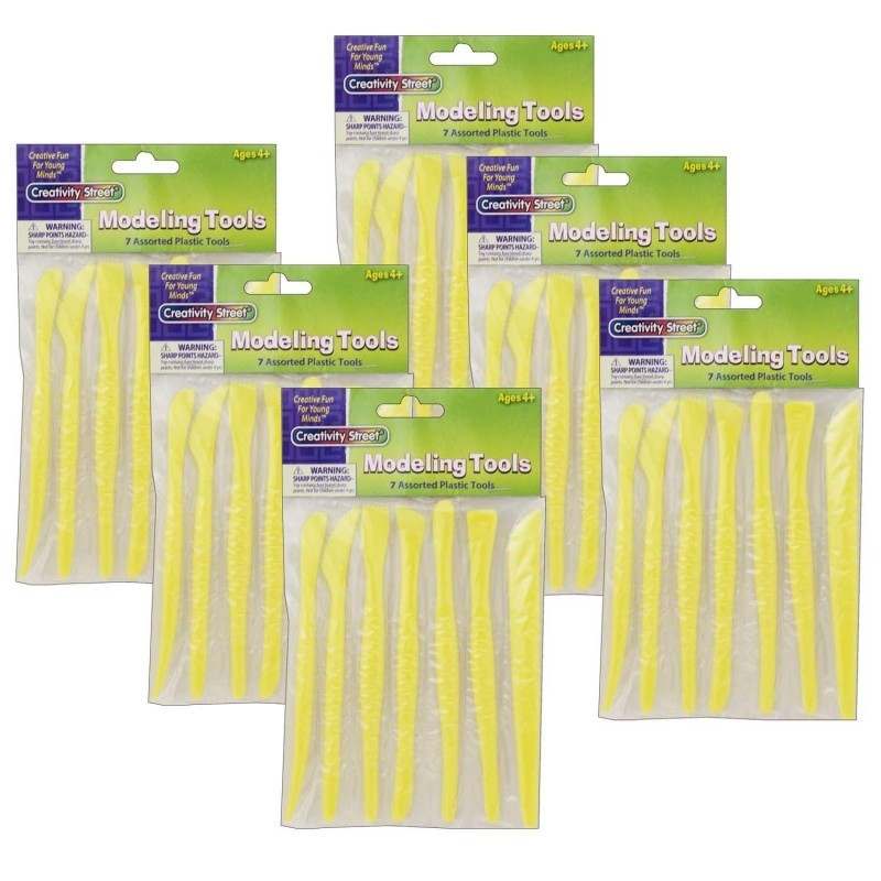 Creativity Street® Modeling Tools, 7 Assorted Patterns, Approx. 6", 7 Pieces Per Pack, 6 Packs