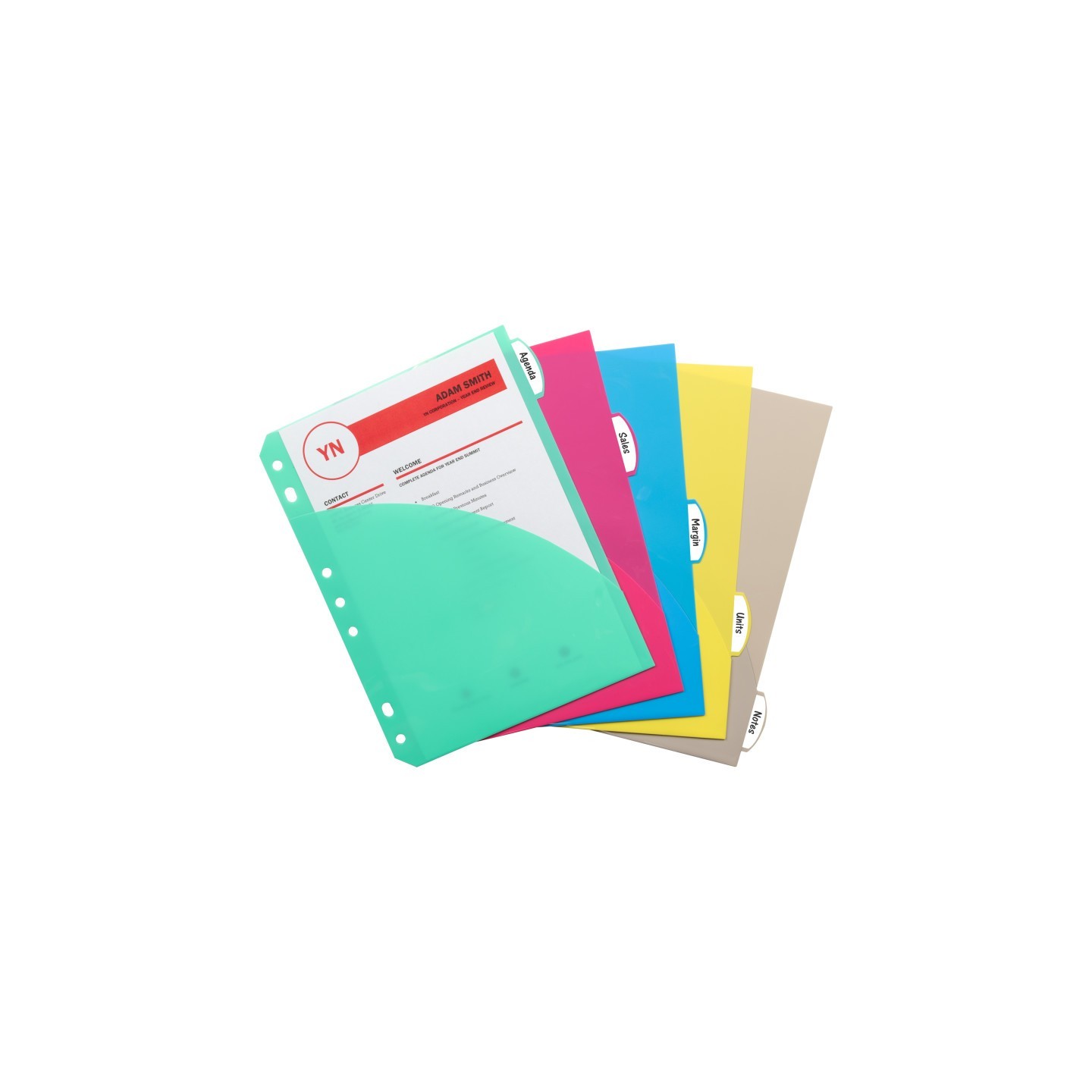 C-Line® Mini-Size 5-Tab Poly Index Dividers with Pockets, 5/PK