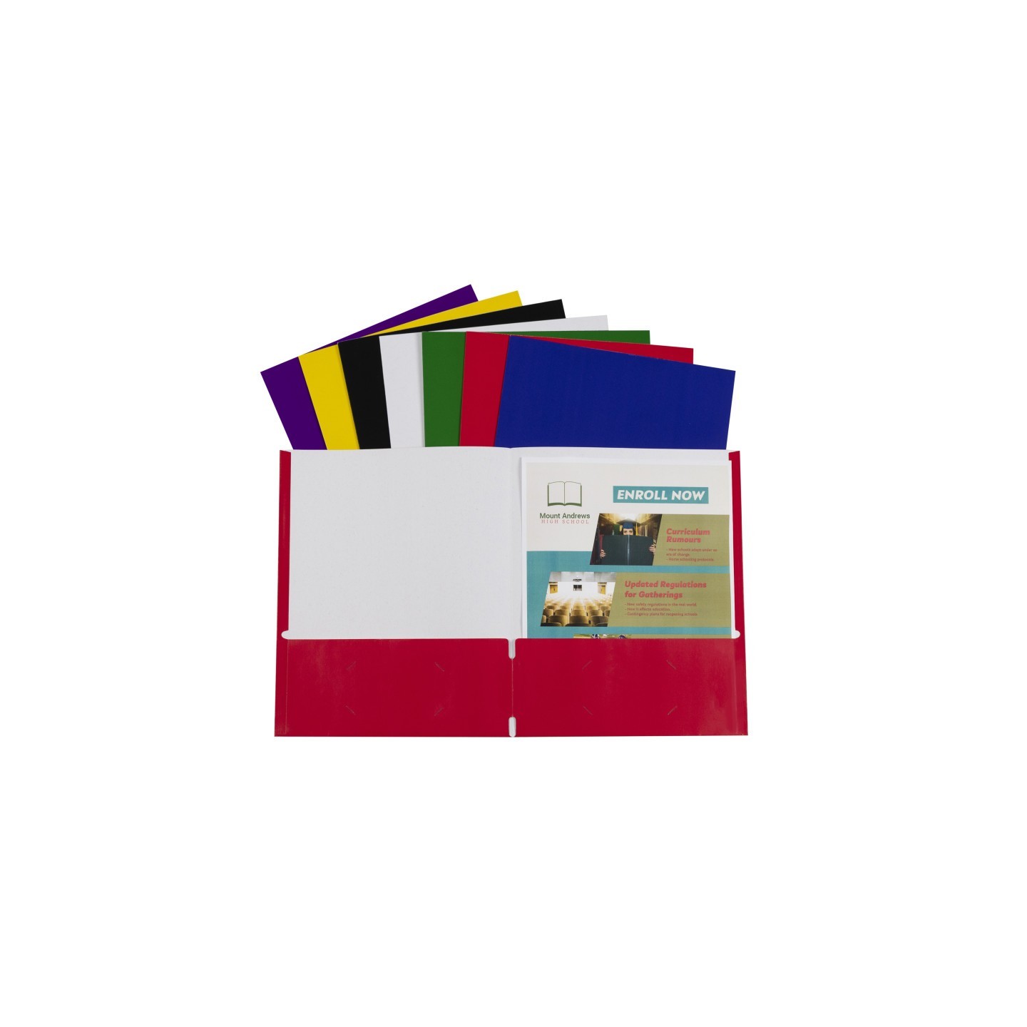 C-Line® Two-Pocket Paper Portfolios Without Prongs, Assorted, 1 Each