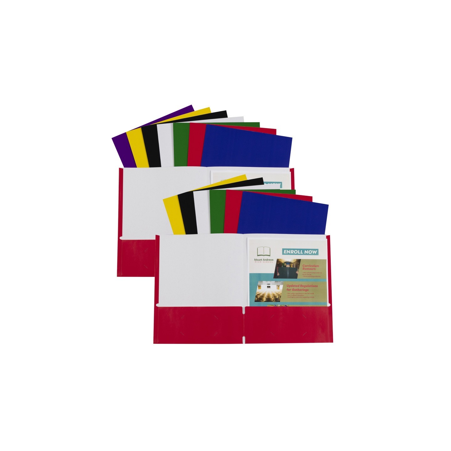 C-Line® Two-Pocket Paper Portfolios Without Prongs, Assorted, Pack of 15